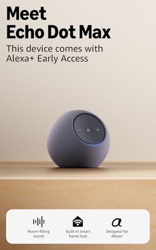Introducing Amazon Echo Dot Max, Alexa speaker with room-filling sound and built-in smart home hub, with Alexa+ Early Access, Graphite