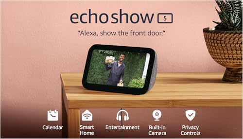 Amazon Echo Show 5, Smart display with 2x the bass and clearer sound, Charcoal
