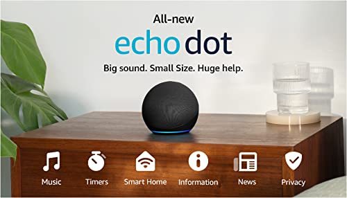 Amazon Echo Dot, Vibrant sounding Alexa speaker, Great for bedrooms, dining rooms and offices, Charcoal