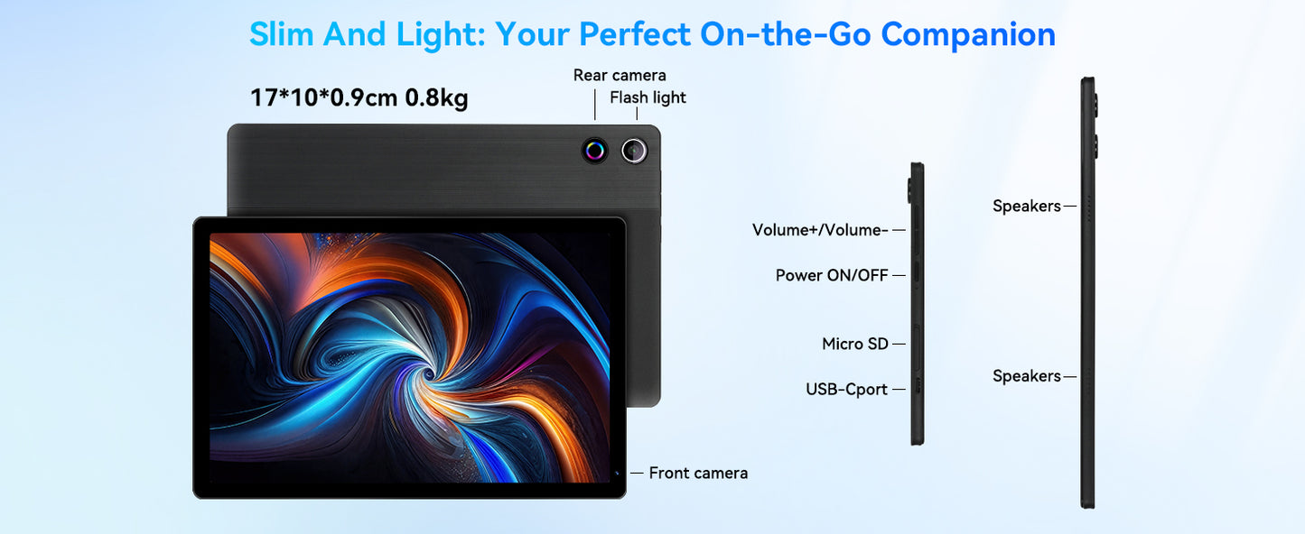 Newest Tablet 10 Inch Android 15 Octa-Core 20GB RAM 64GB ROM 1280x800 IPS Tablets PC WiFi6 Bluetooth5.3 Widevine L1 Keyboard Set