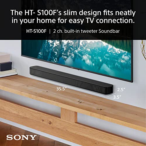 Sony S100F 2.0ch Soundbar with Bass Reflex Speaker, Integrated Tweeter and Bluetooth, (HTS100F), easy setup, compact, home office use with clear sound black - Volt-Edge Technologies®