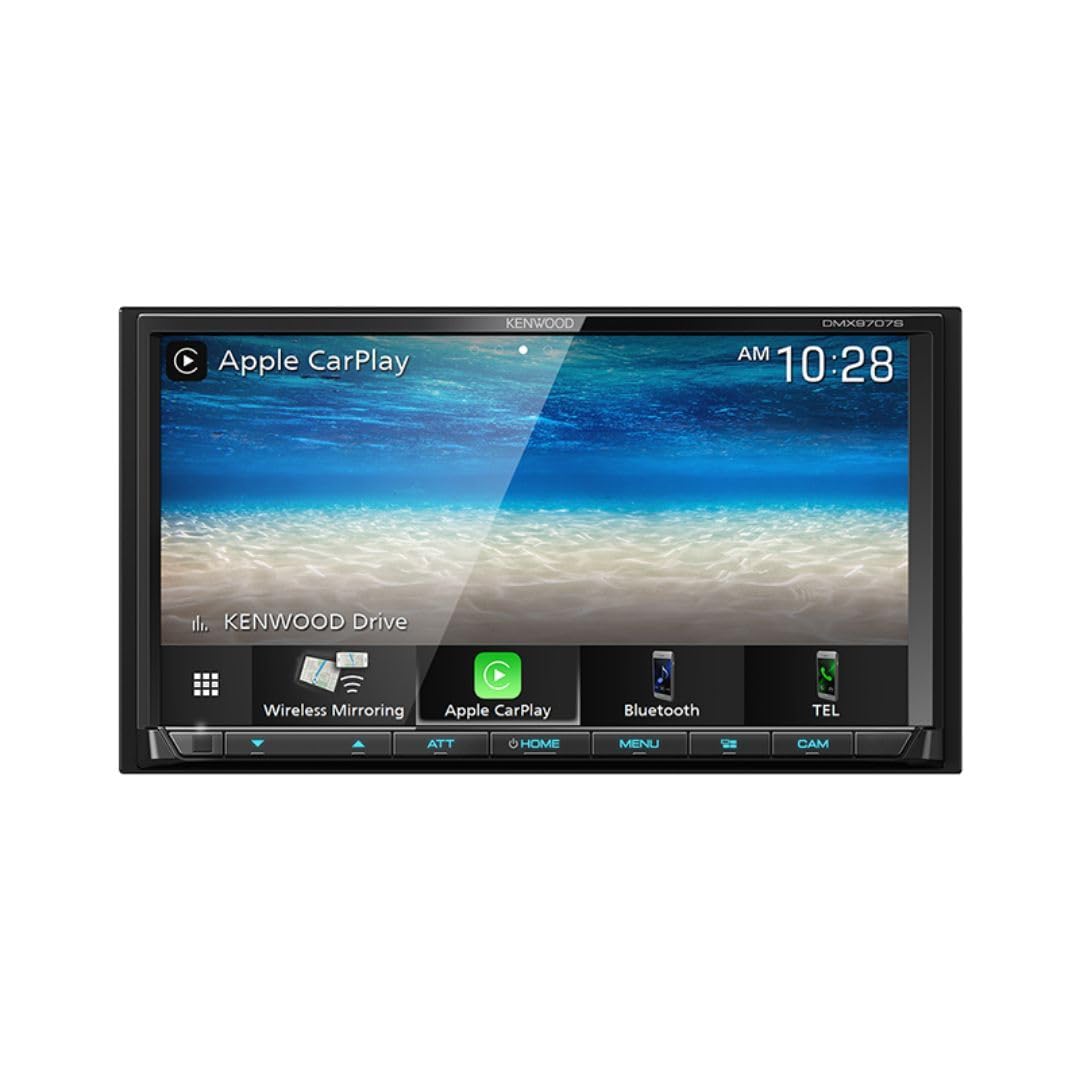 KENWOOD DMX9707S 6.95-Inch Capacitive Touch Screen, Car Stereo, Wired and Wireless CarPlay and Android Auto, Bluetooth, AM/FM Radio, MP3 Player, USB Port, Double DIN, 13-Band EQ, SiriusXM