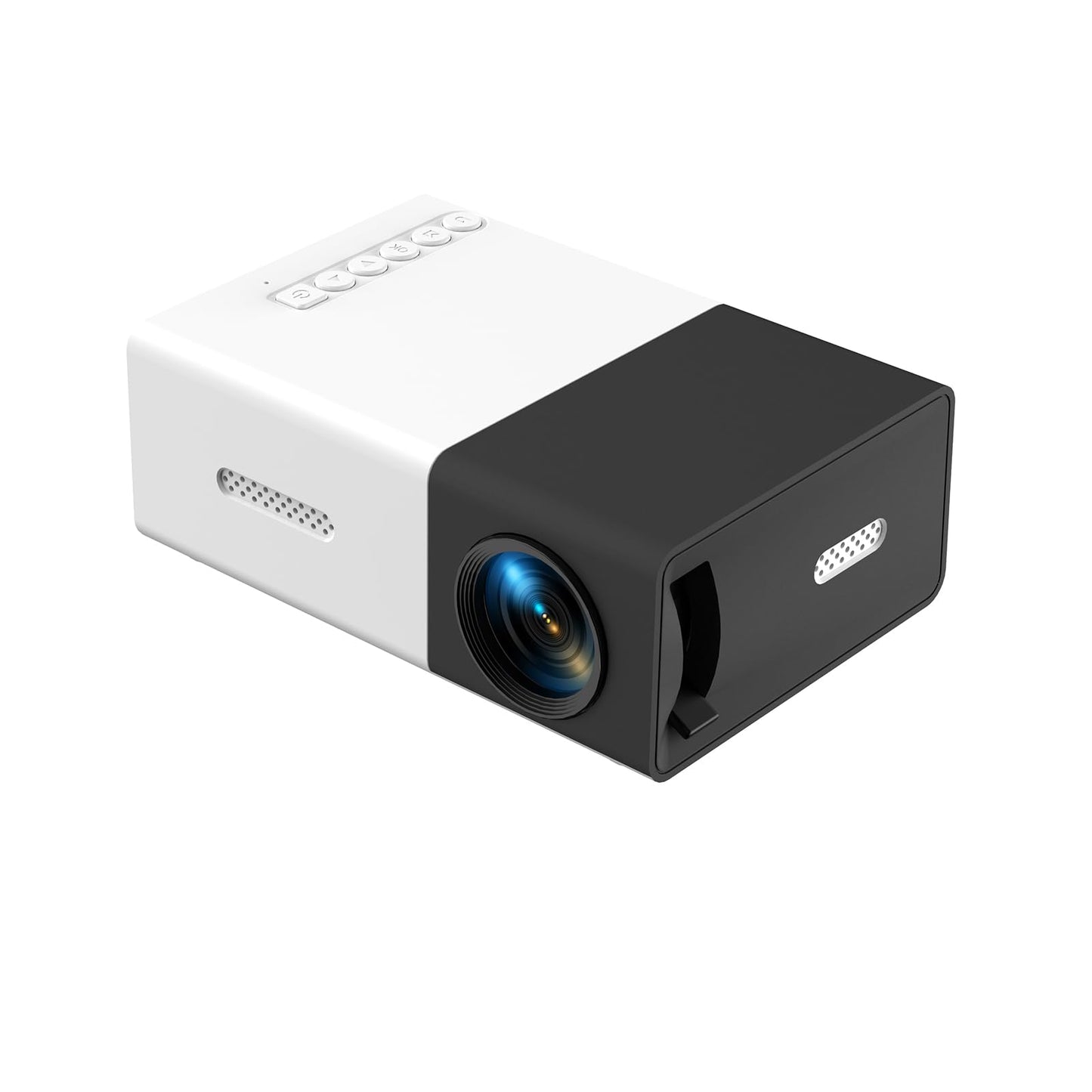 Home Theater & Bedroom Entertainment Device with HiFi Stereo Sound, Compact Modern Design, HDMI/USB/Audio Supported – Black White Portable Mini Projector 1080P HD