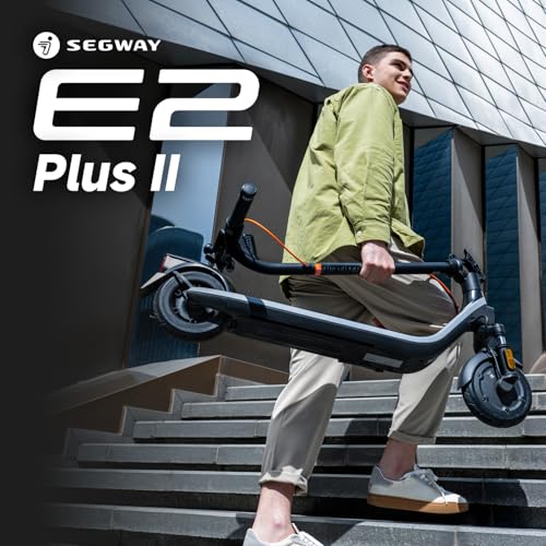 Segway Ninebot E2 Plus II Electric Scooter, 15.5 MPH, 16 Miles Max Range, Front Suspension, 8.1" Shock-Absorbing Tires, Dual Brakes, Scooter for Adults, UL-2272 2271 Certified - Volt-Edge Technologies®