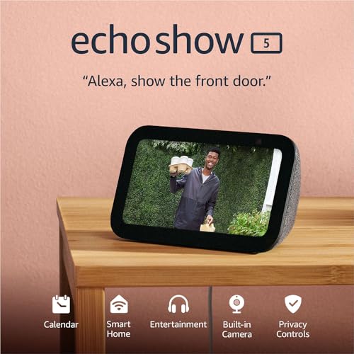 Amazon Echo Show 5, Smart display with 2x the bass and clearer sound, Charcoal