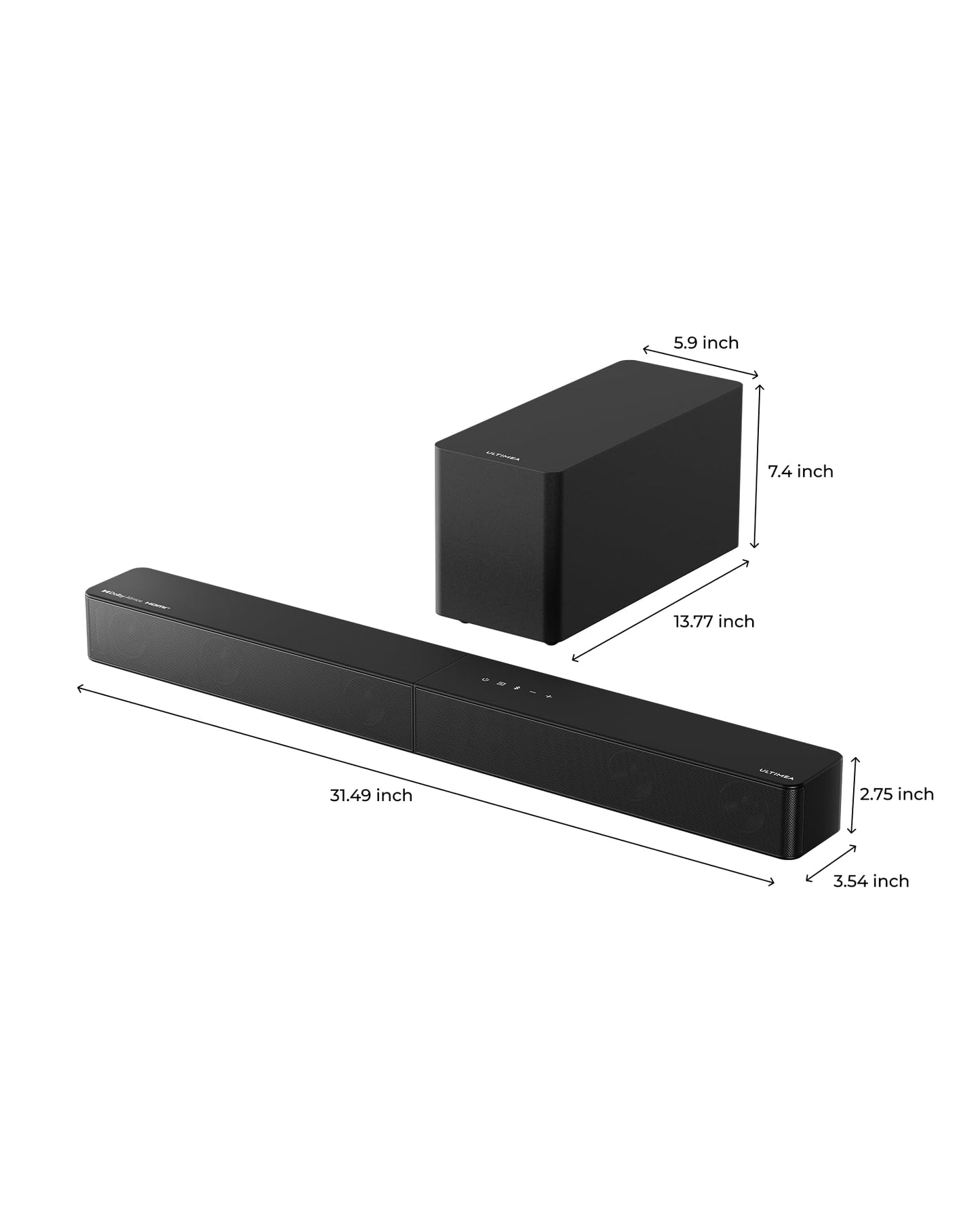 ULTIMEA 5.1CH Surround Sound Bar with Subwoofer, Dolby Atmos, VoiceMX, BassMX, APP, 300W Soundbar for Smart TV, Home Theater Surround Sound System for TV, BT 5.4, Poseidon M60 (2025 Model) - Volt-Edge Technologies®