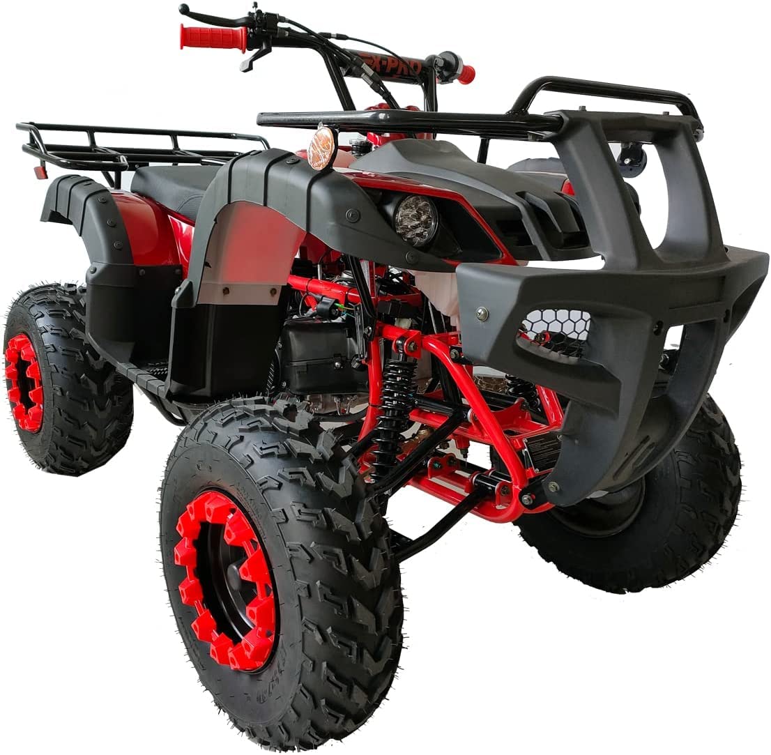 HHH 200cc ATV Quad Full Size ATV Full Big Size ATV for Adults Youth LED Lights Matching Rims and Automatic with Reverse (RED)
