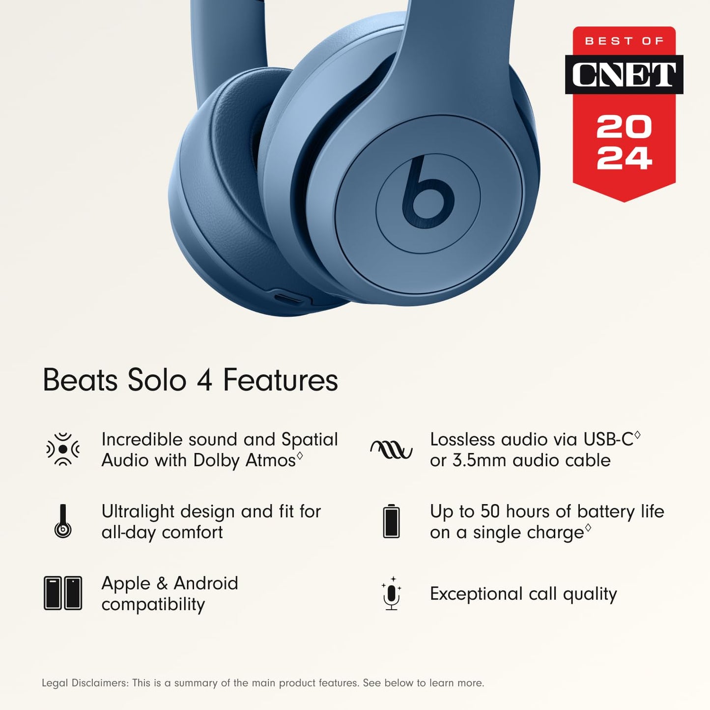 Beats Solo 4 - Wireless Bluetooth On-Ear Headphones, Apple & Android Compatible, Up to 50 Hours of Battery Life - Matte Black