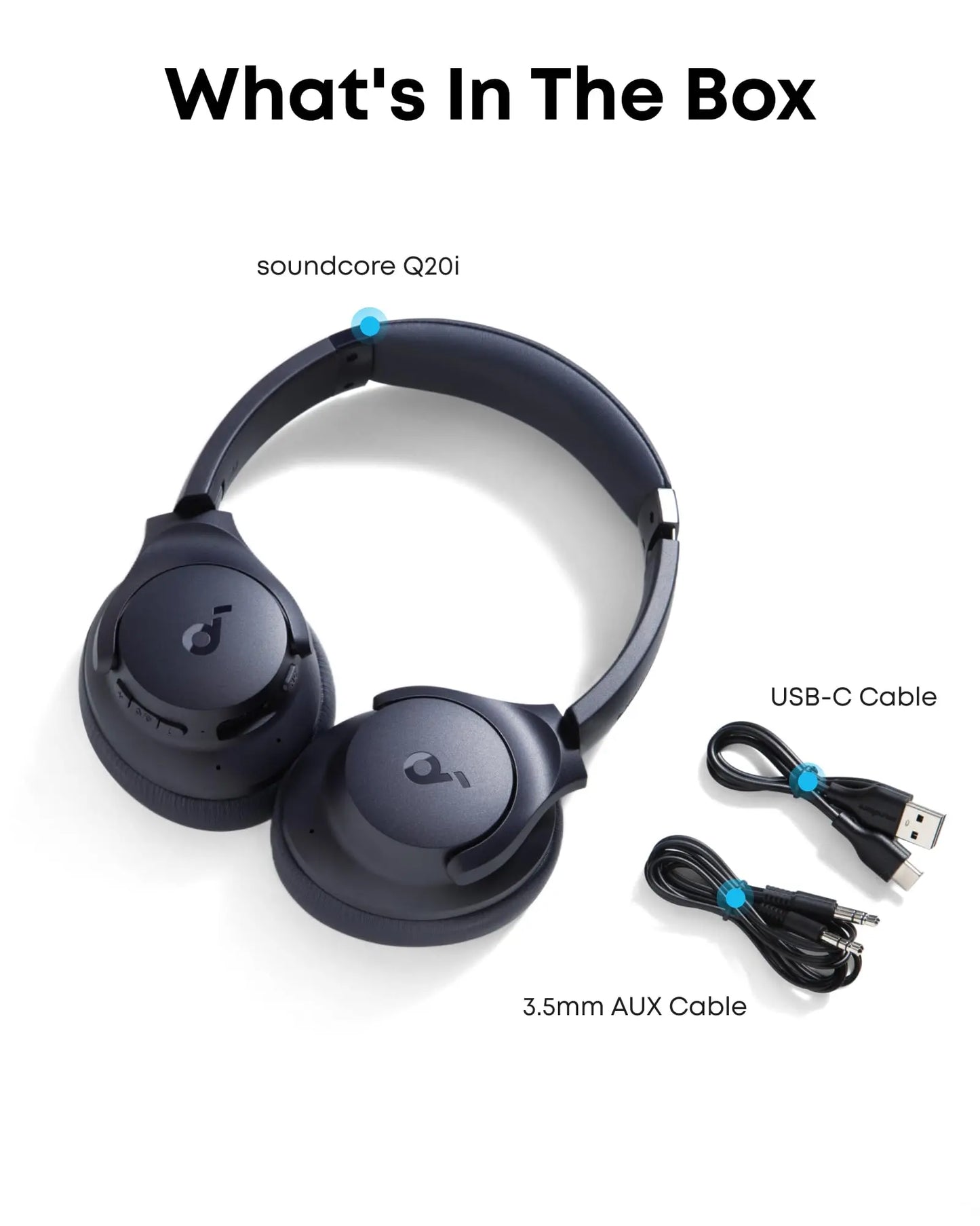 Soundcore by Anker Q20i Hybrid Active Noise Cancelling Headphones, Wireless Over-Ear Bluetooth, 40H Long ANC Playtime, Hi-Res Audio, Big Bass, Customize via an App, Transparency Mode (White) - Volt-Edge Technologies®