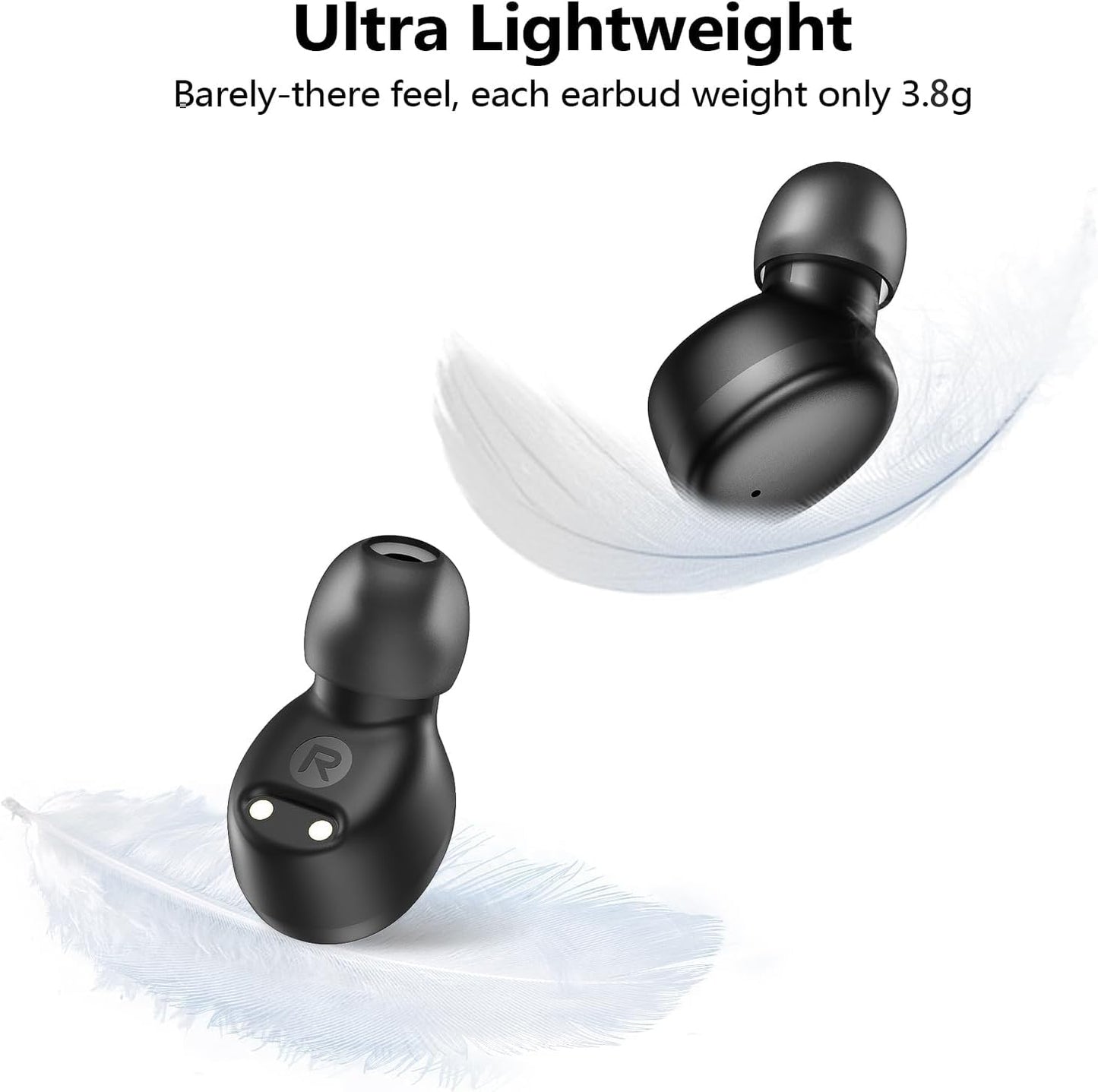 kurdene Wireless Earbuds Bluetooth 5.3 in Ear Buds Light Weight Headphones,Deep Bass Sound,Built in Mics Headset,Clear Calls Earphones for Sports Workout