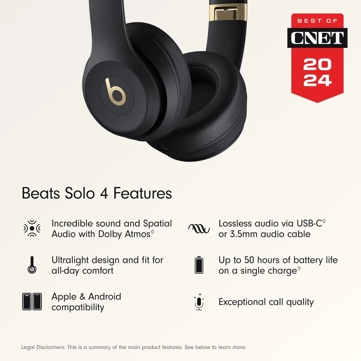 Beats Solo 4 - Wireless Bluetooth On-Ear Headphones, Apple & Android Compatible, Up to 50 Hours of Battery Life - Matte Black - Volt-Edge Technologies®