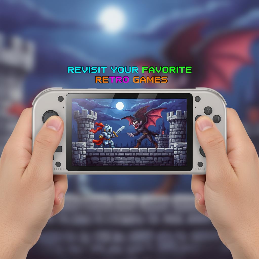 Retro Handheld Portable Video Game Console - 4.3" IPS Screen, Emuelec System, 64GB, 20,000+ Games, Classic Game System (64 GB)