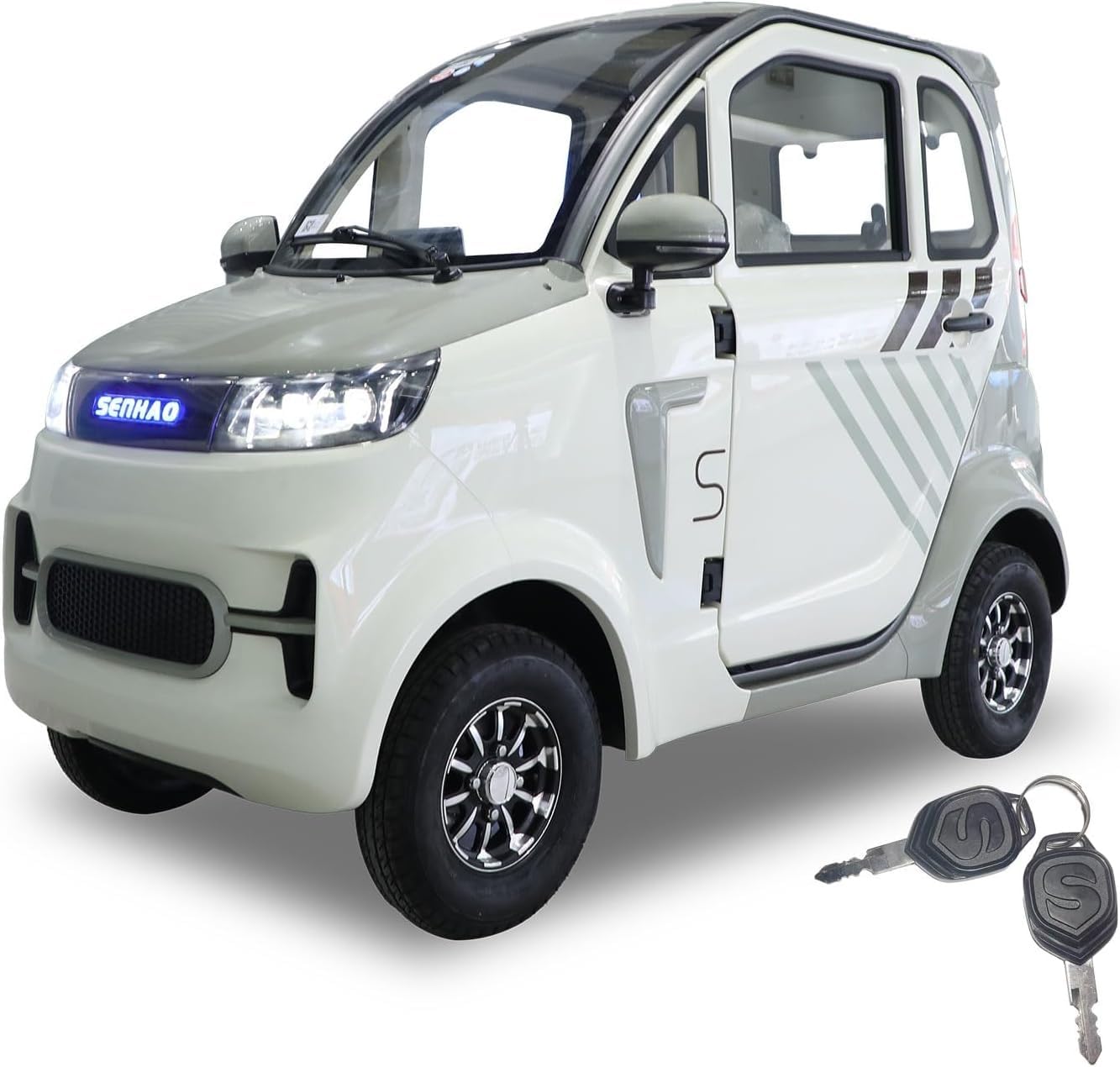 Fully Enclosed Mobility Scooters for Adults, Heavy Duty 4-Wheels 3 Passengers Electric Powered Mobility Scooter for Seniors All Terrains 1500W for Safer Travels Vehicle Car