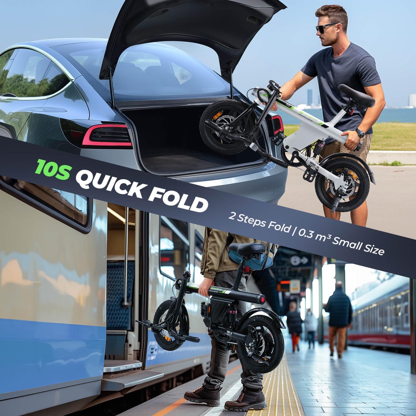 isinwheel U1 Electric Bike for Adults 750W Peak Motor, 20 mph Folding Ebike, 14" Adults Electric Bicycles with Smart Uphill, 280.8Wh Battery, 25 Miles PAS Range, Mini E Bikes for Adult and Teens