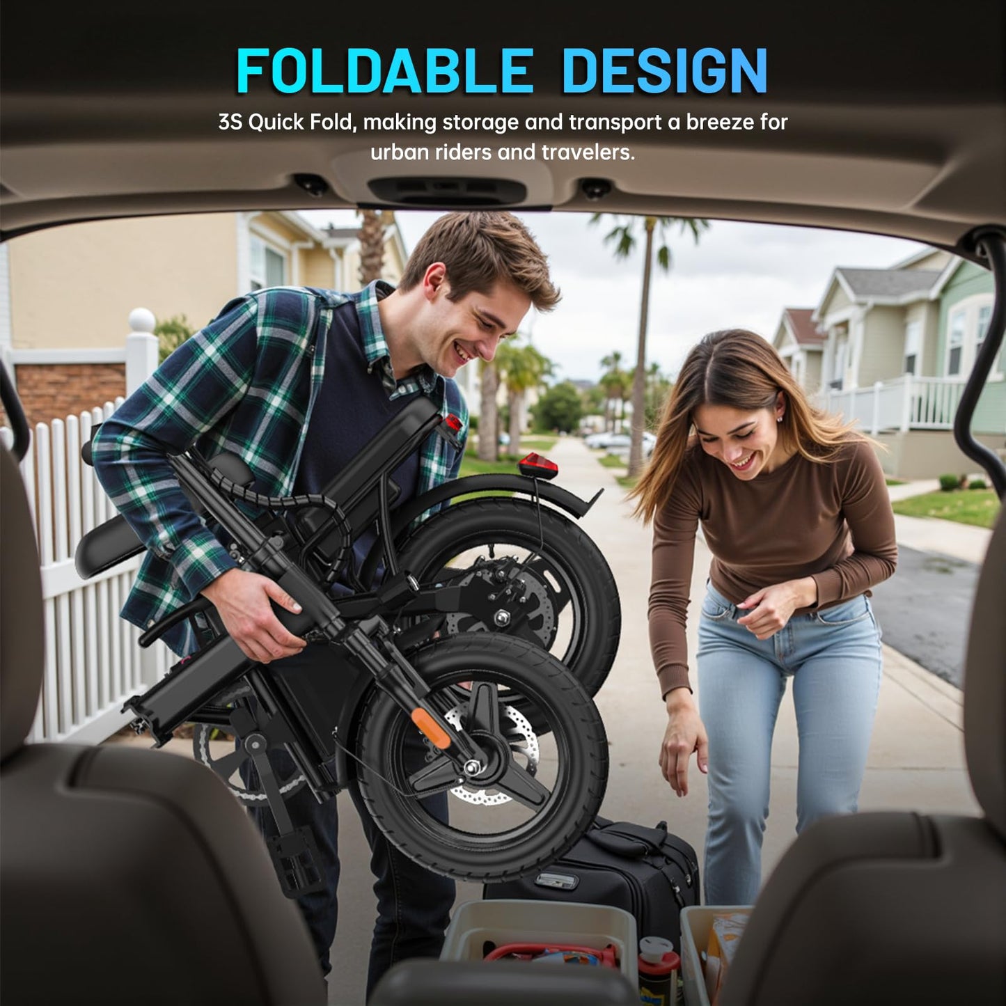 Folding Electric Bike for Adults and Teens, 14" Foldable E-Bike with 500W Motor, Commuter Mini Ebike with 48V Removable Battery UL 2849 Certified, Electric Bicycle with 25 Miles PAS Range (Black) - Volt-Edge Technologies®
