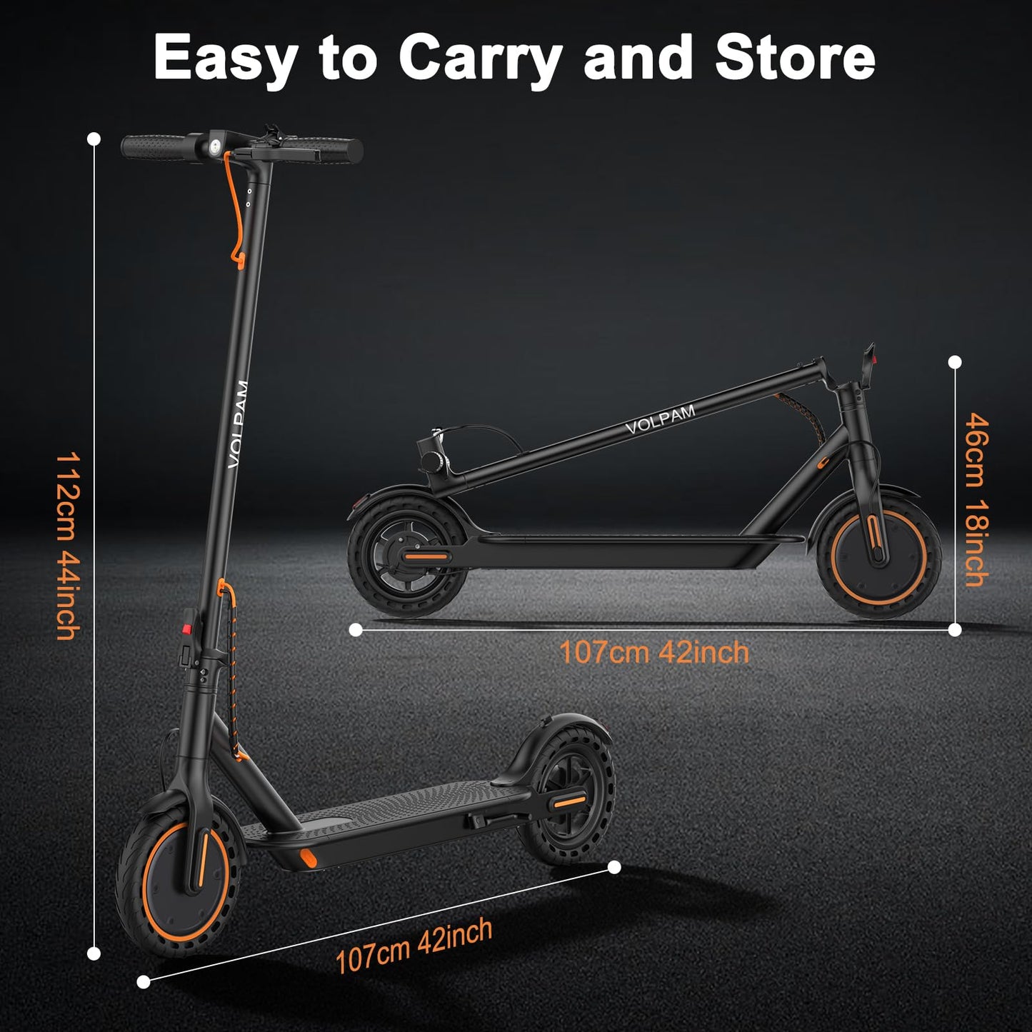 VOLPAM Electric Scooter, 350W/500W, 8.5"/10" Tires, 12/21/28 Miles Range, 16/19/22Mph, Folding E-Scooter with Dual Braking (8.5''-12Miles-350W) - Volt-Edge Technologies®