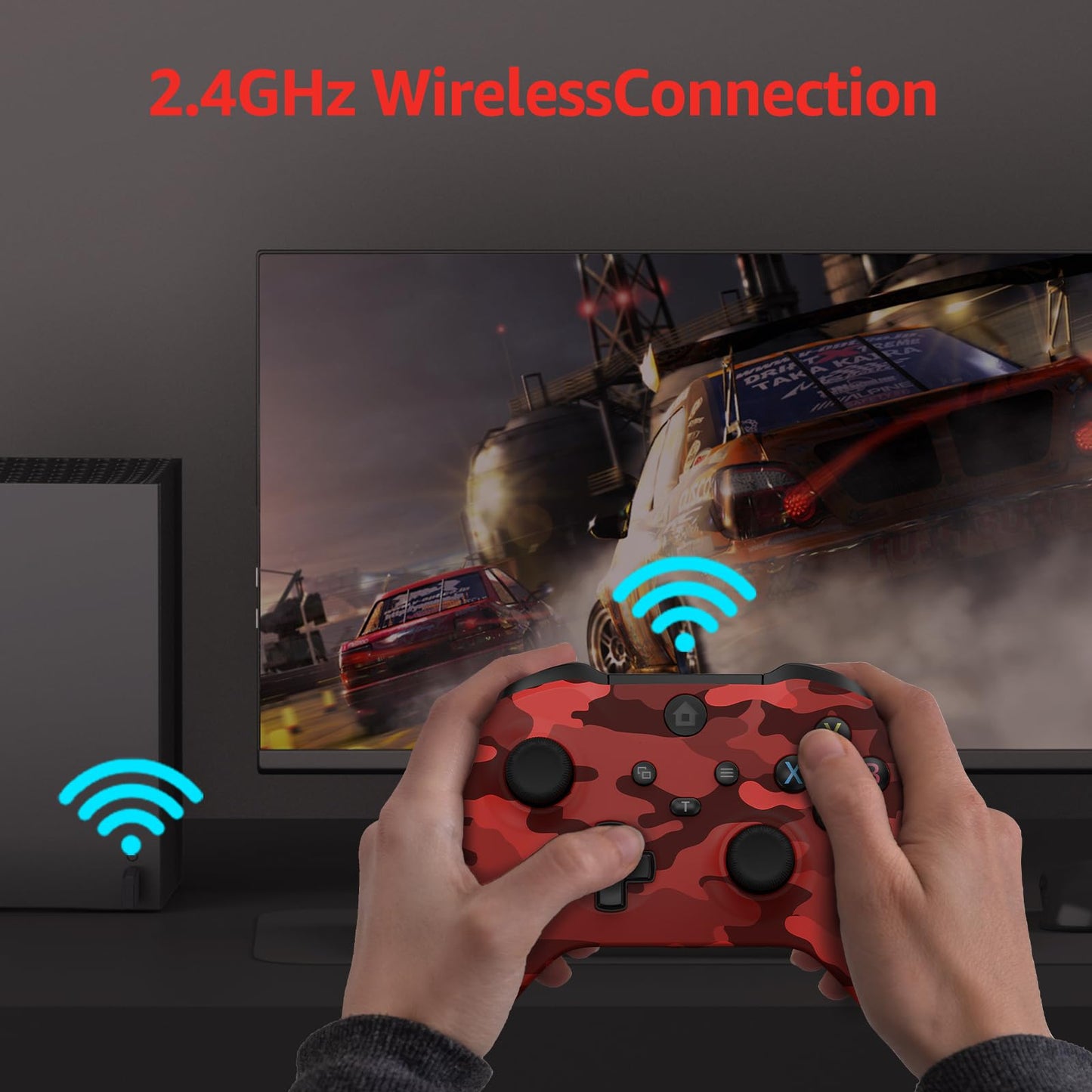 GMVOX Wireless Controller for XBOX, Gaming Controller Support Turbo/3.5MM Audio Jack/Dual Vibration, Controller Compatible with XBOX One/ One S/X, XBOX Series S/X, PC, IOS, Android Platforms,with 2.4g Adapter,Camo Red