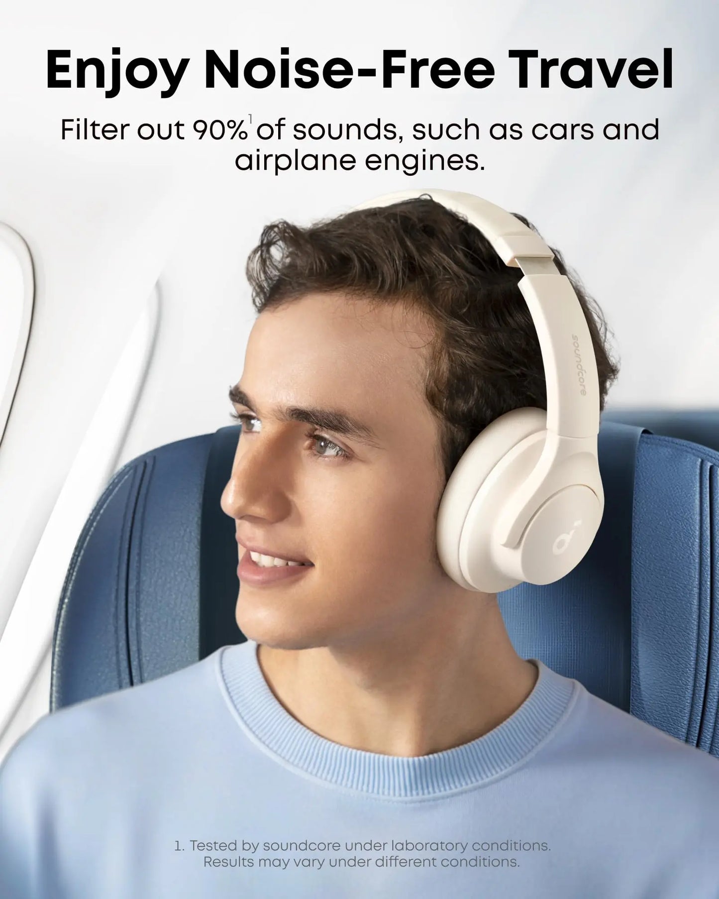 Soundcore by Anker Q20i Hybrid Active Noise Cancelling Headphones, Wireless Over-Ear Bluetooth, 40H Long ANC Playtime, Hi-Res Audio, Big Bass, Customize via an App, Transparency Mode (White) - Volt-Edge Technologies®