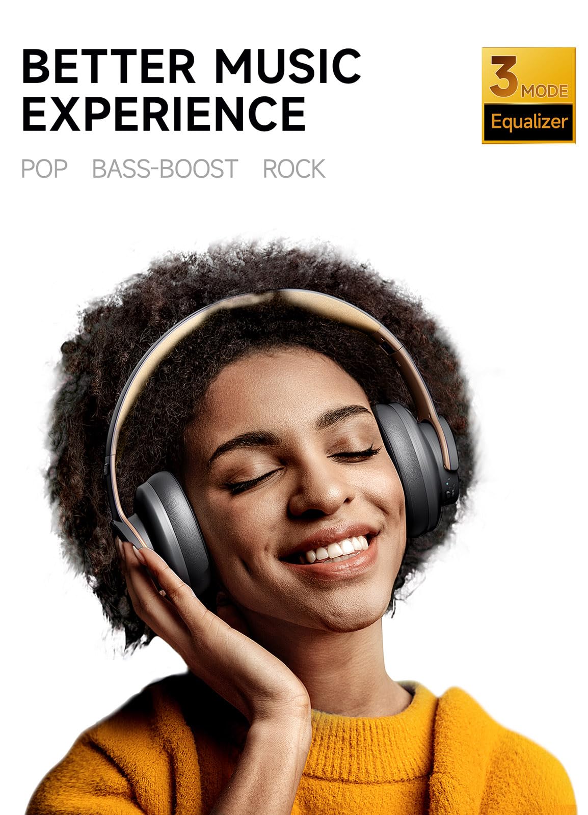 Picun B8 Bluetooth Headphones, 120H Playtime Headphone Wireless Bluetooth with 3 EQ Modes, Low Latency, Hands-Free Calls, Over Ear Headphones for Travel Home Office Cellphone PC Black - Volt-Edge Technologies®