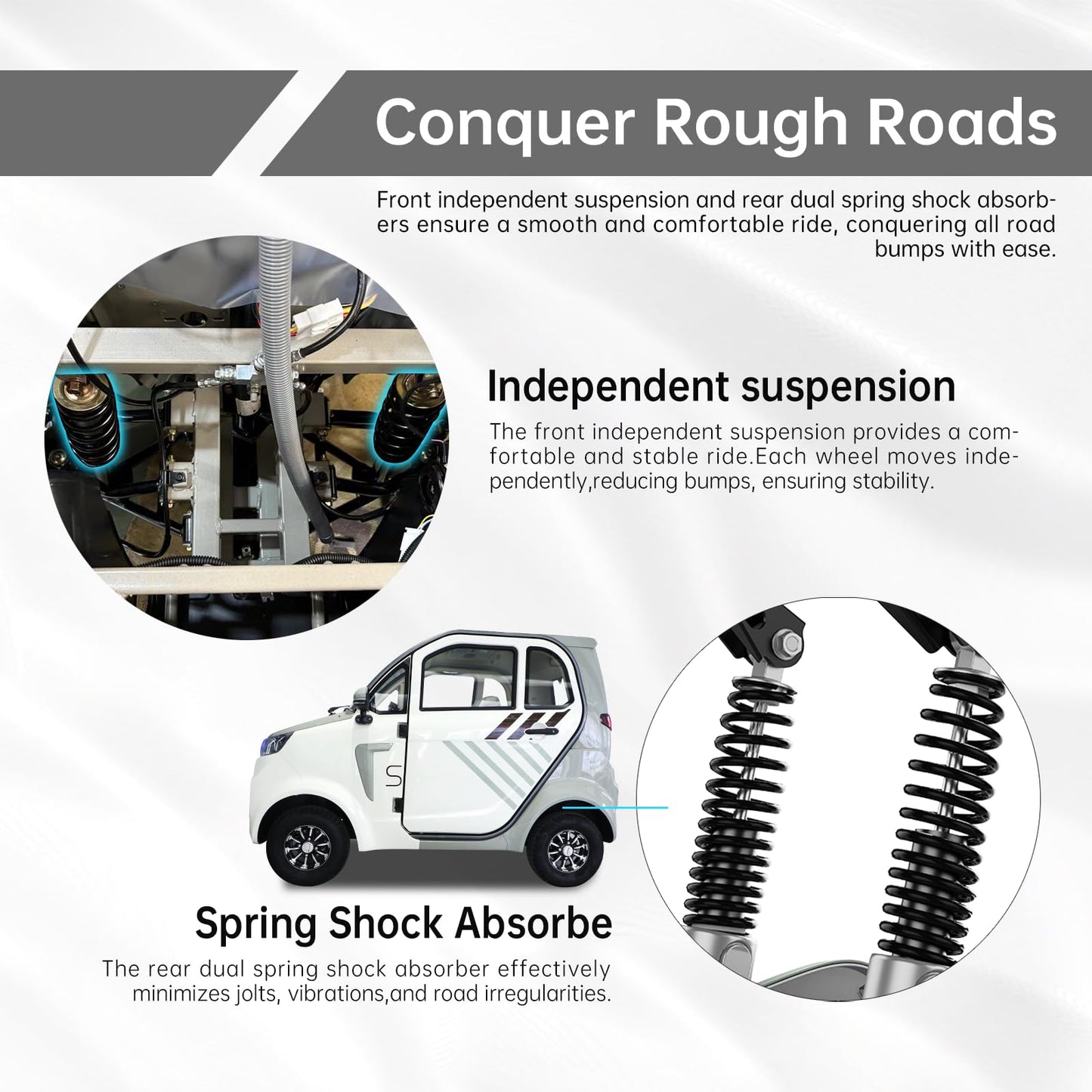 Fully Enclosed Mobility Scooters for Adults, Heavy Duty 4-Wheels 3 Passengers Electric Powered Mobility Scooter for Seniors All Terrains 1500W for Safer Travels Vehicle Car