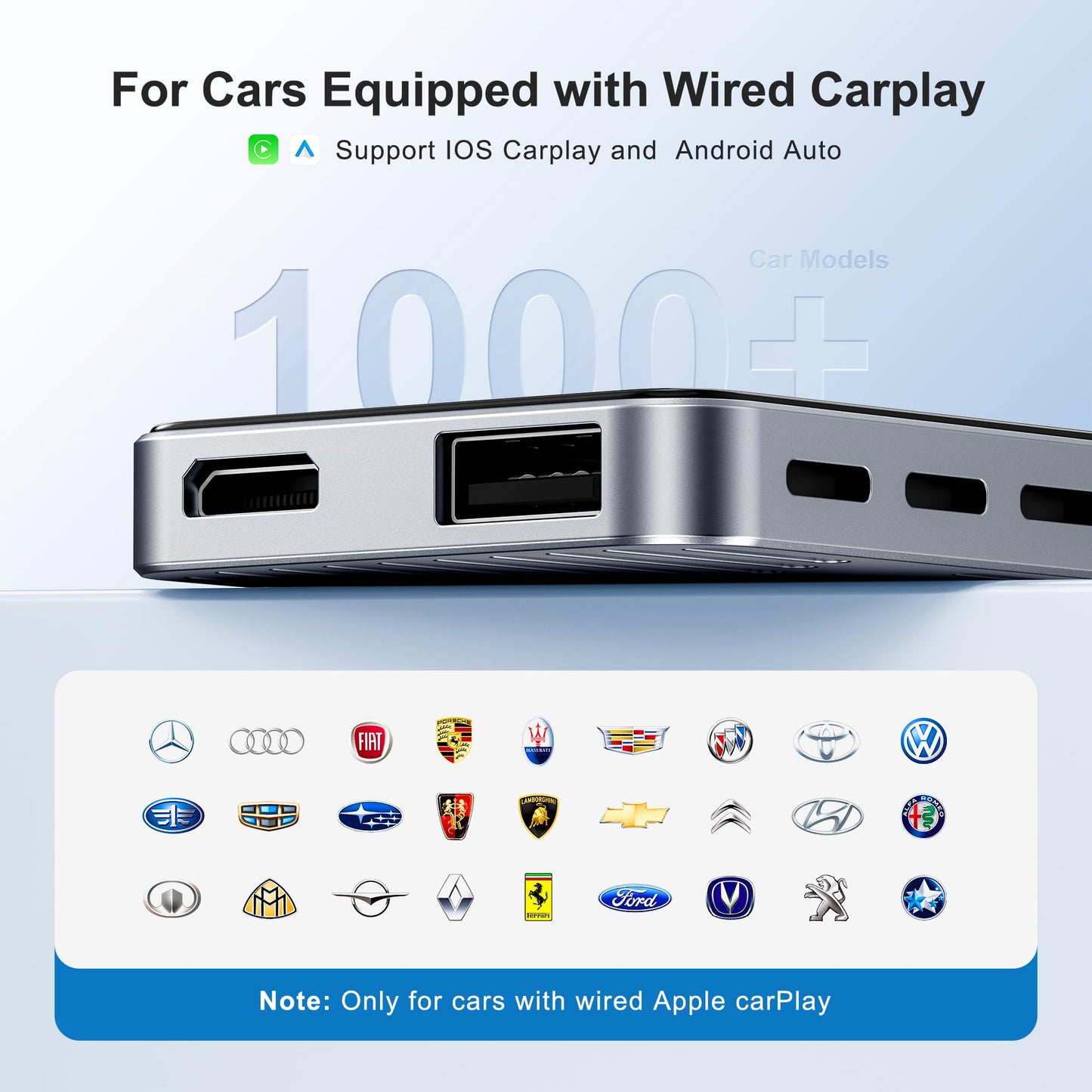 AI Box Wireless CarPlay & Auto Adapter - Plug & Play, Dual-Band WiFi, Bluetooth 5.0, 4K Video Support, Android 12.0 System, Compatible with Factory CarPlay & Android Auto (4GB RAM+32GB ROM)