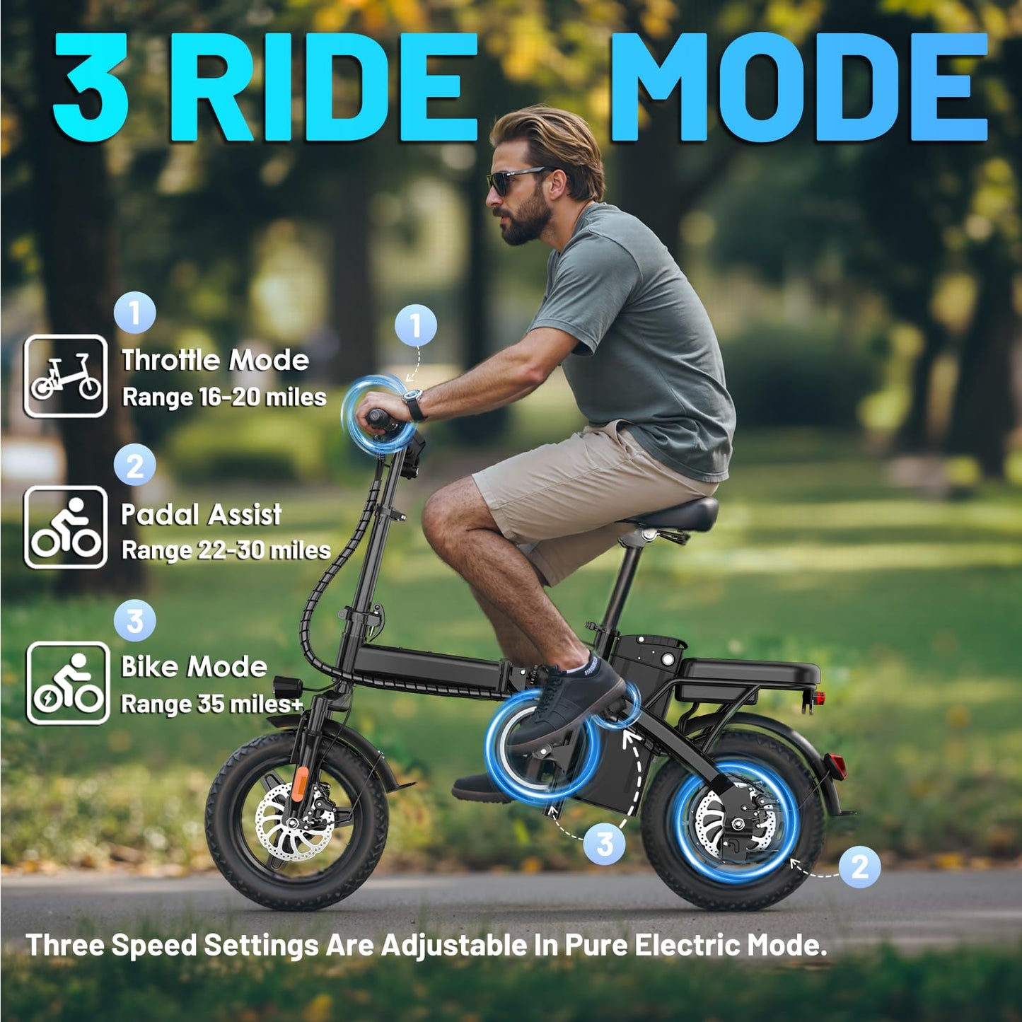 Folding Electric Bike for Adults and Teens, 14" Foldable E-Bike with 500W Motor, Commuter Mini Ebike with 48V Removable Battery UL 2849 Certified, Electric Bicycle with 25 Miles PAS Range (Black) - Volt-Edge Technologies®