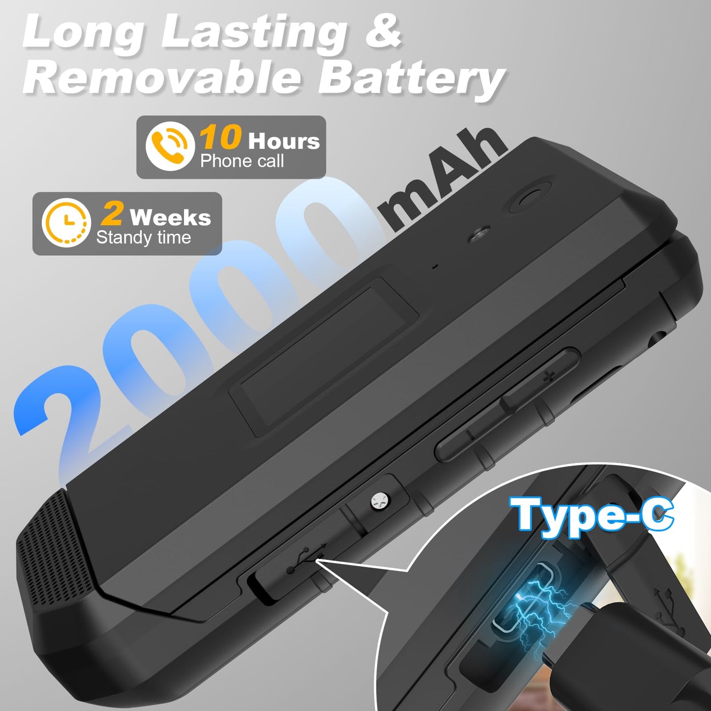 S22 Smart Flip Phone (16GB) 2.8" Touchscreen Rugged Cell Phone Android 11, IP68 Water Resistant, 4G LTE GSM Single Nano Slot, Come with Speedtalk SIM Card, Compatible with T-Mobile, AT&T (Black)