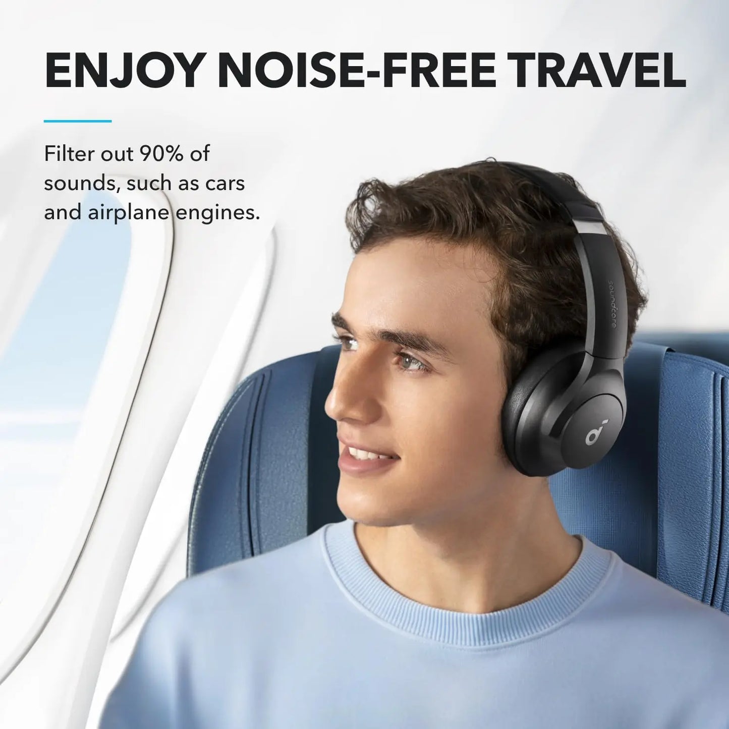 Soundcore by Anker Q20i Hybrid Active Noise Cancelling Headphones, Wireless Over-Ear Bluetooth, 40H Long ANC Playtime, Hi-Res Audio, Big Bass, Customize via an App, Transparency Mode (White) - Volt-Edge Technologies®