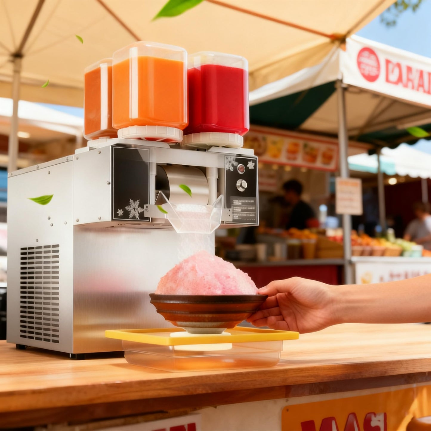 Snowflake Ice Machine, 265 Lbs/24H Speed Adjustable Shaved Ice Maker with 4x2.5L Barrels and Heat Dissipation Fans, 750W Electric Commercial Ice Shaver for Business or House (Silver)