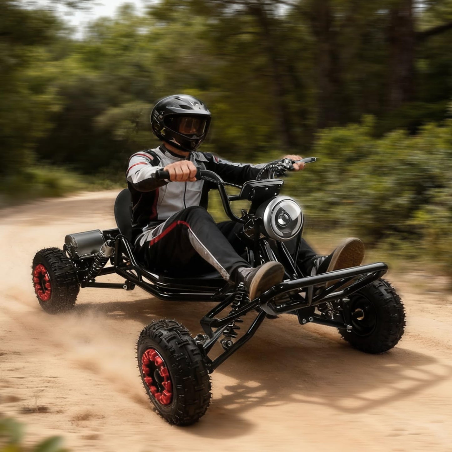 kaiwrxin 2000W Electric Go Kart for Adults and Kids, 25MPH Speed, 15-20KM Range, 3H Fast Charge, 120KG Capacity, for Outdoor Fun