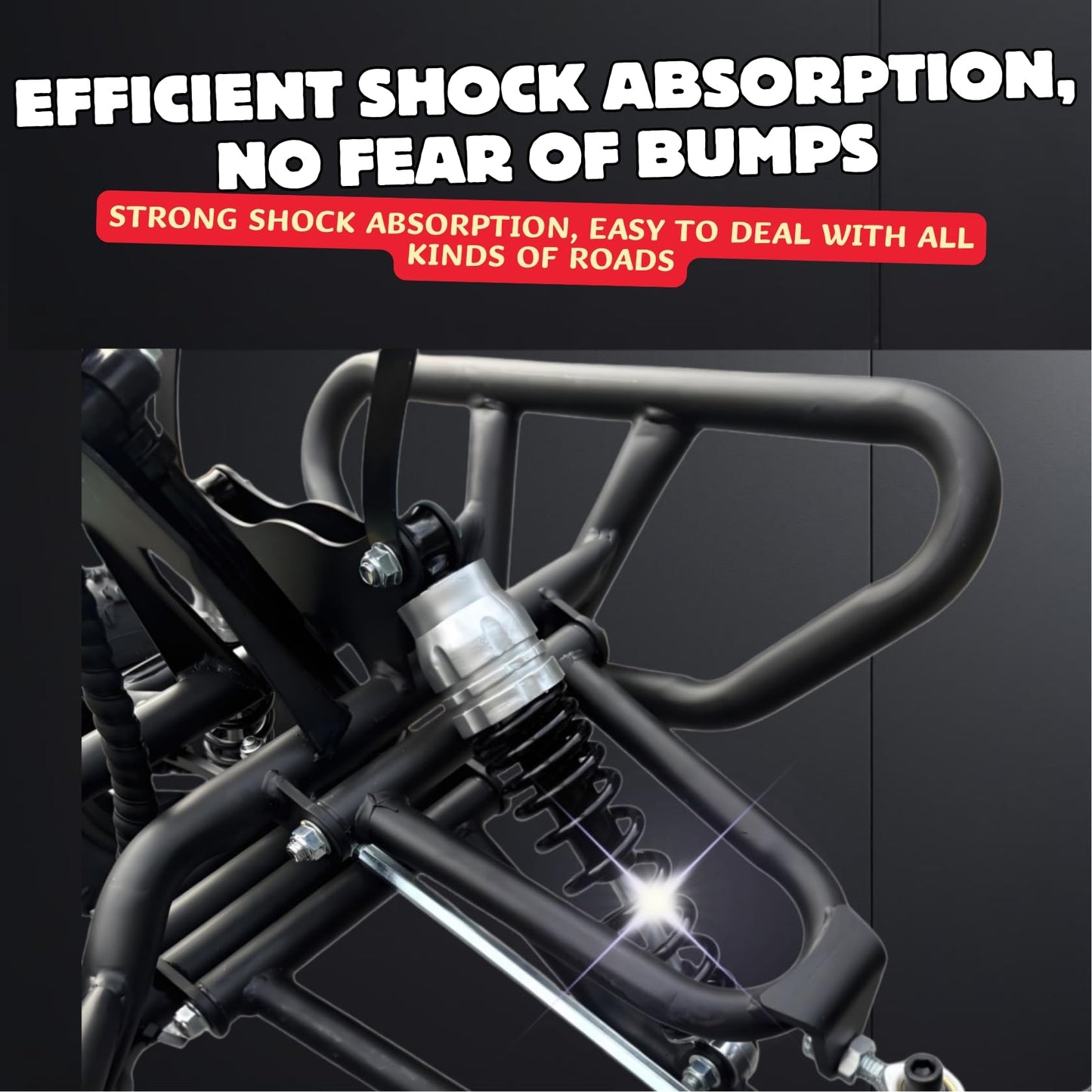 Zyliathor Electric Go Kart Adults/Kids - 48V 2000W Motor 12-31MPH, 6'' All-Terrain Tires, 10.4Ah(12+Mi), 440lbs Capacity, 3-Speed Modes LED Lights & Charger (Black)