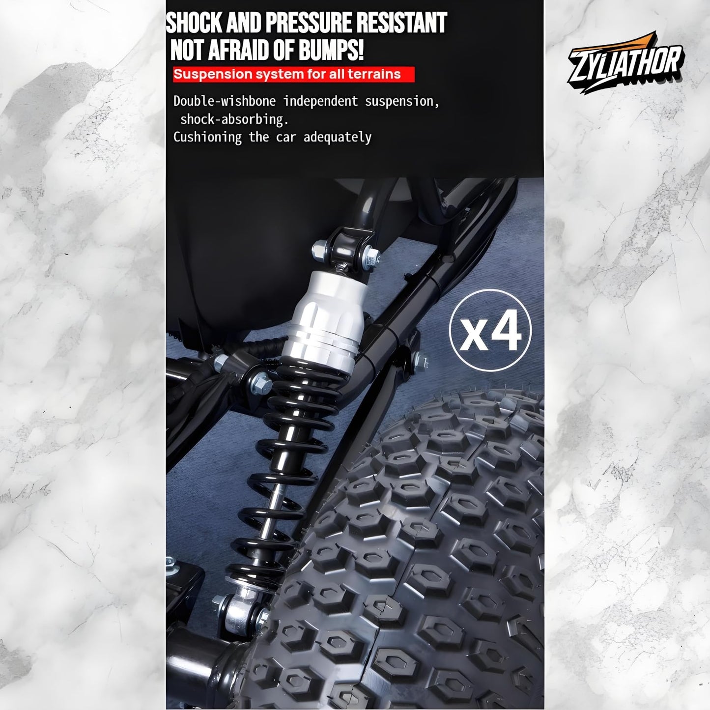 Zyliathor Electric Go Kart Adults/Kids Off-Road 48V 1500W Motor 12-31MPH, 8'' Alum Wheels, 10.4Ah(12+Mi) 440lbs, 3-Speed LED & Charger (Black)