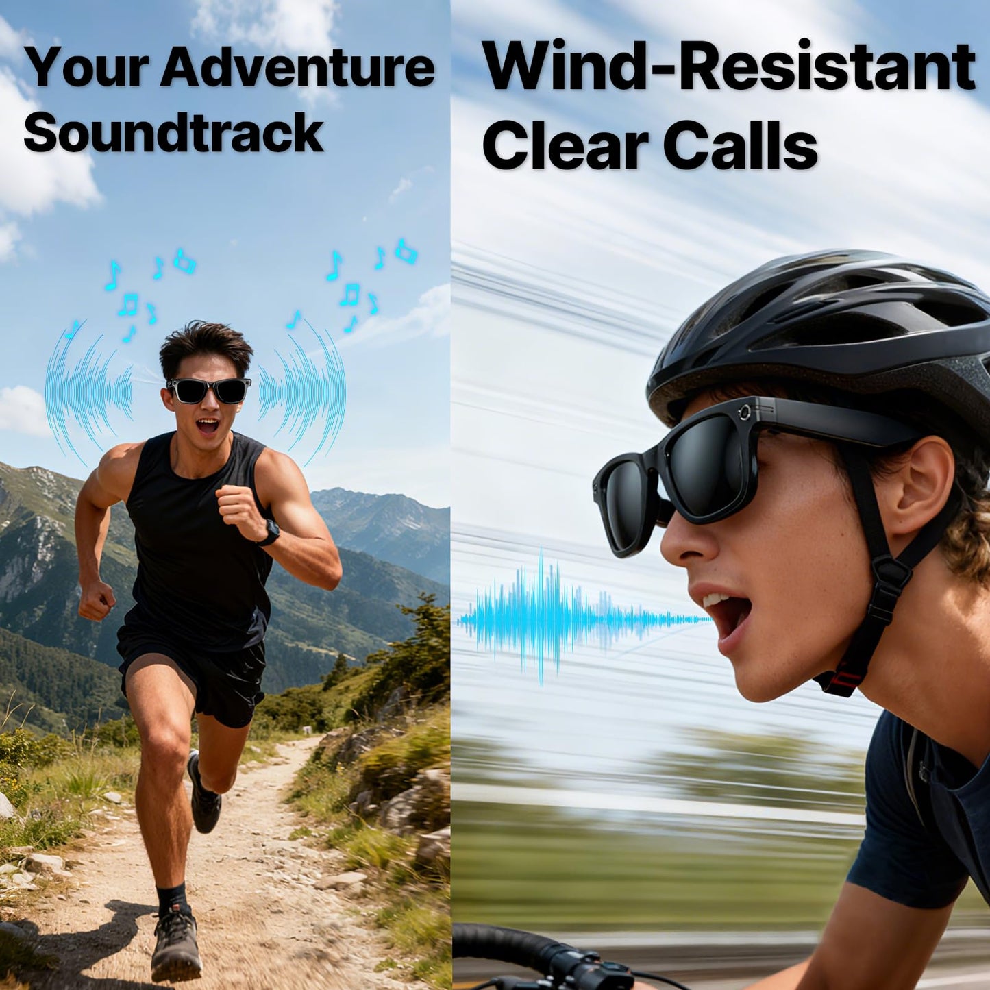 AI Smart Glasses with Camera, 800W HD 1200P Video Recording with Anti-Shake, Real-Time Translation, Object Recognition, Open-Ear Audio for Music & Clear Calls, Bluetooth WiFi App, IP65 Waterproof 32GB