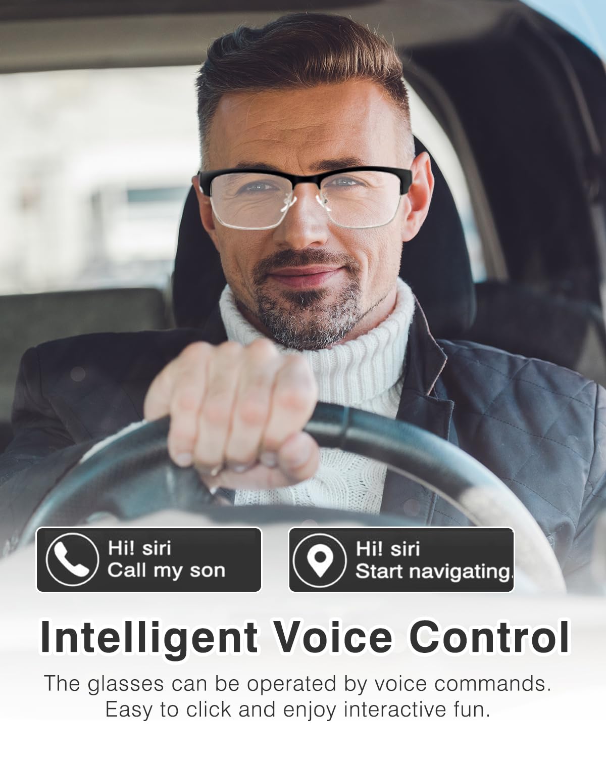 Smart Glasses,Bluetooth Glasses for Men Women with Anti-Blue Light&UV400 Lenses,Audio Eyewear with Bluetooth Speakers,Music Playback&Hands-Free Calling,Touch&Voice Assistant,for Indoor&Outdoor