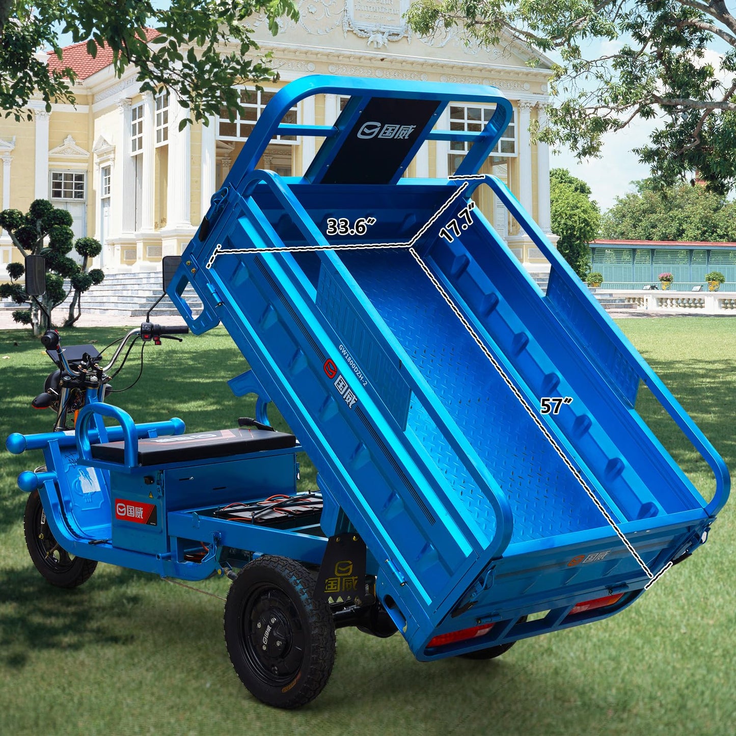 ASHOMELI 1000W Electric Cargo Tricycle Truck Simple Tricycle,60-70Km 60V 45Ah Large Capacity Battery,Load Capacity 1100Lbs