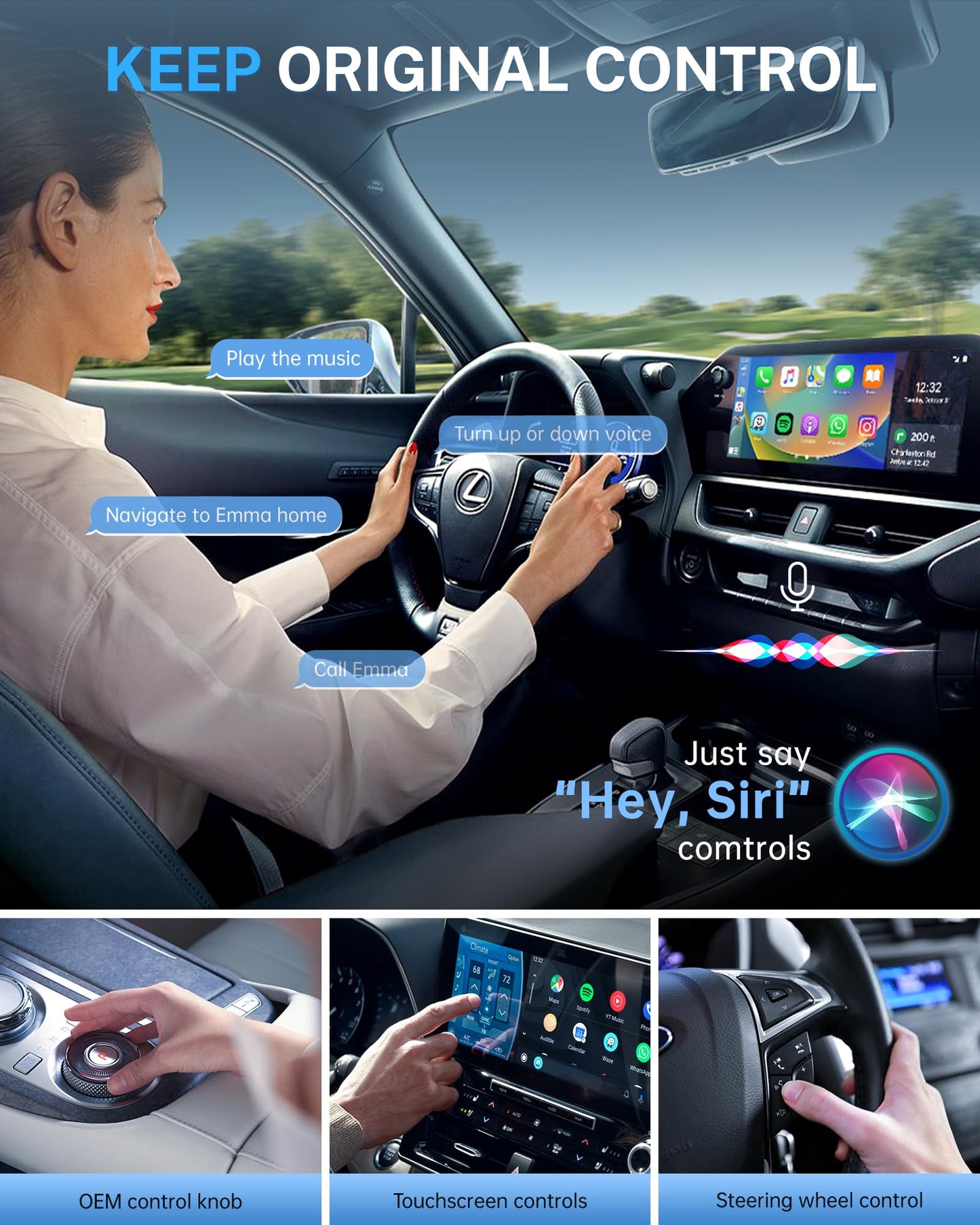 Jemluse Wireless CarPlay Adapter for Apple iPhone - Multi-User Seamless Connection for Convert Wired to Wireless Car Play Adapter - No Latency from iOS 10+ to Screen w/USB C (Gray)