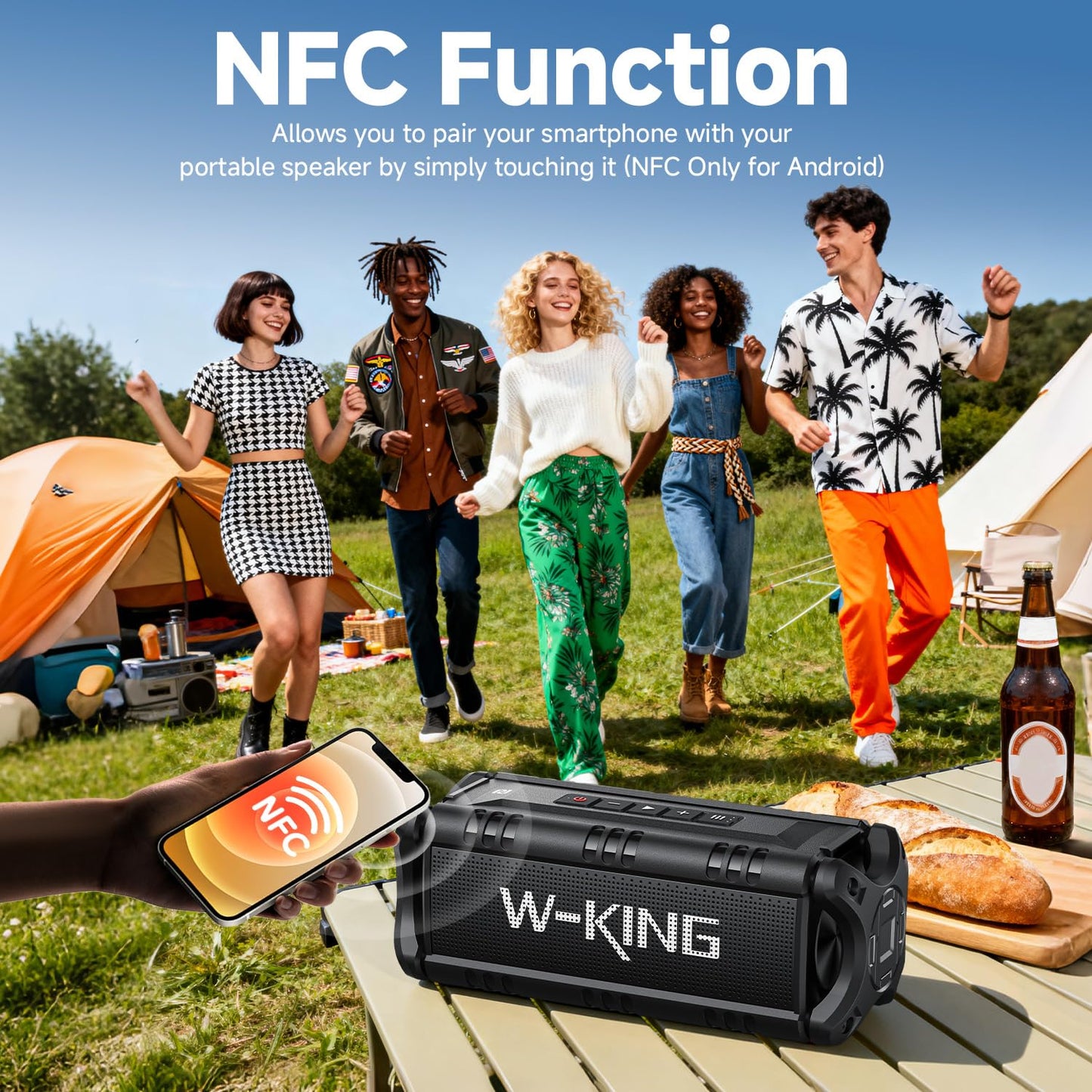 W-KING Bluetooth Speaker, 90W Max Portable Outdoor Speaker Loud, IPX6 Waterproof/50W Deep Bass Subwoofer/40H/EQ/Dual Pairing/TF/AUX, Large Boombox Speakers Bluetooth Wireless for Party/Beach/Jobside - Volt-Edge Technologies®
