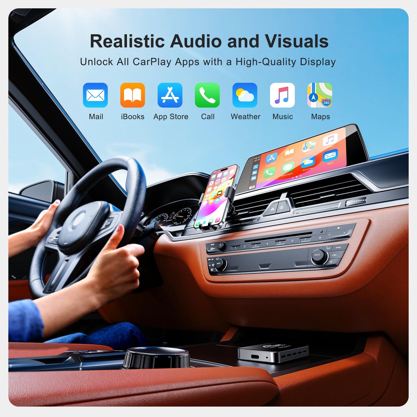 AI Box Wireless CarPlay & Auto Adapter - Plug & Play, Dual-Band WiFi, Bluetooth 5.0, 4K Video Support, Android 12.0 System, Compatible with Factory CarPlay & Android Auto (4GB RAM+32GB ROM)