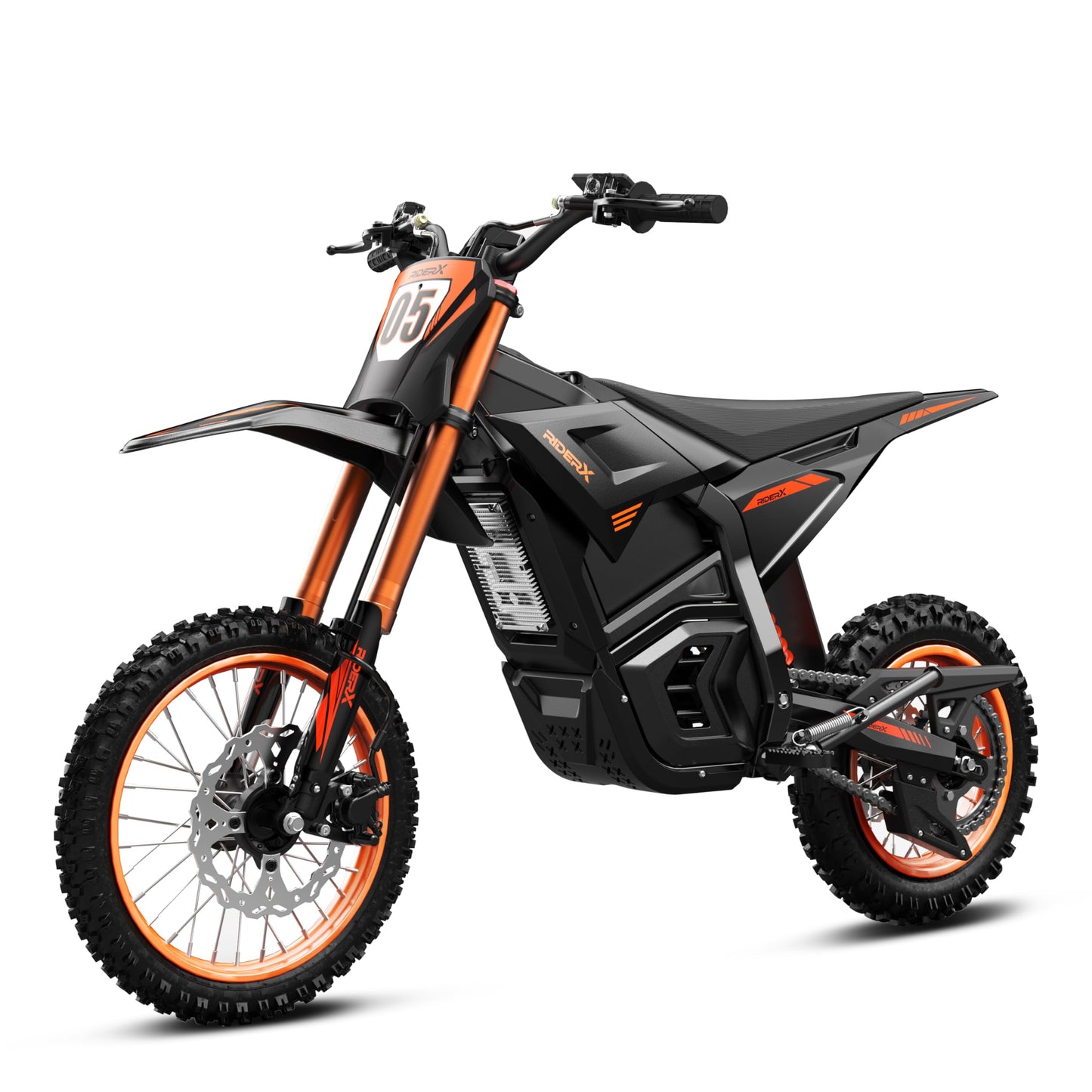 RiderX Electric Dirt Bike for Adults Teens, 3000W Brushless 220Nm Motor - 45° slope, 38 MPH, 48V/23.5Ah Removable Battery, Dual Hydraulic Brakes & Full Suspension Electric Motorcycle for Age 13+,Black