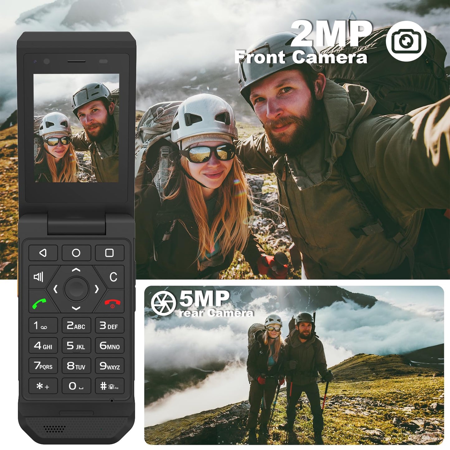 S22 Smart Flip Phone (16GB) 2.8" Touchscreen Rugged Cell Phone Android 11, IP68 Water Resistant, 4G LTE GSM Single Nano Slot, Come with Speedtalk SIM Card, Compatible with T-Mobile, AT&T (Black)