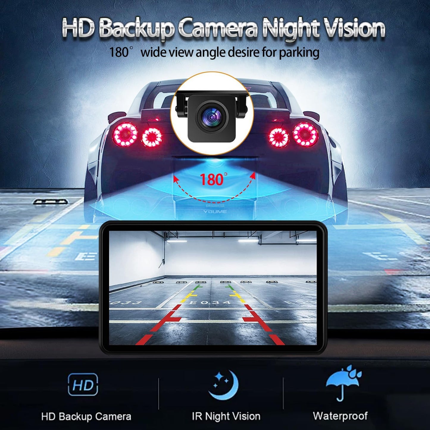 Carplay Wireless Portable Touchscreen Car Stereo Bluetooth Voice Control 7" for Apple Car Play & Android Auto Car Audio HD Screen with 1080p Backup Camera GPS Navigation/Mirror Link Fits All Cars