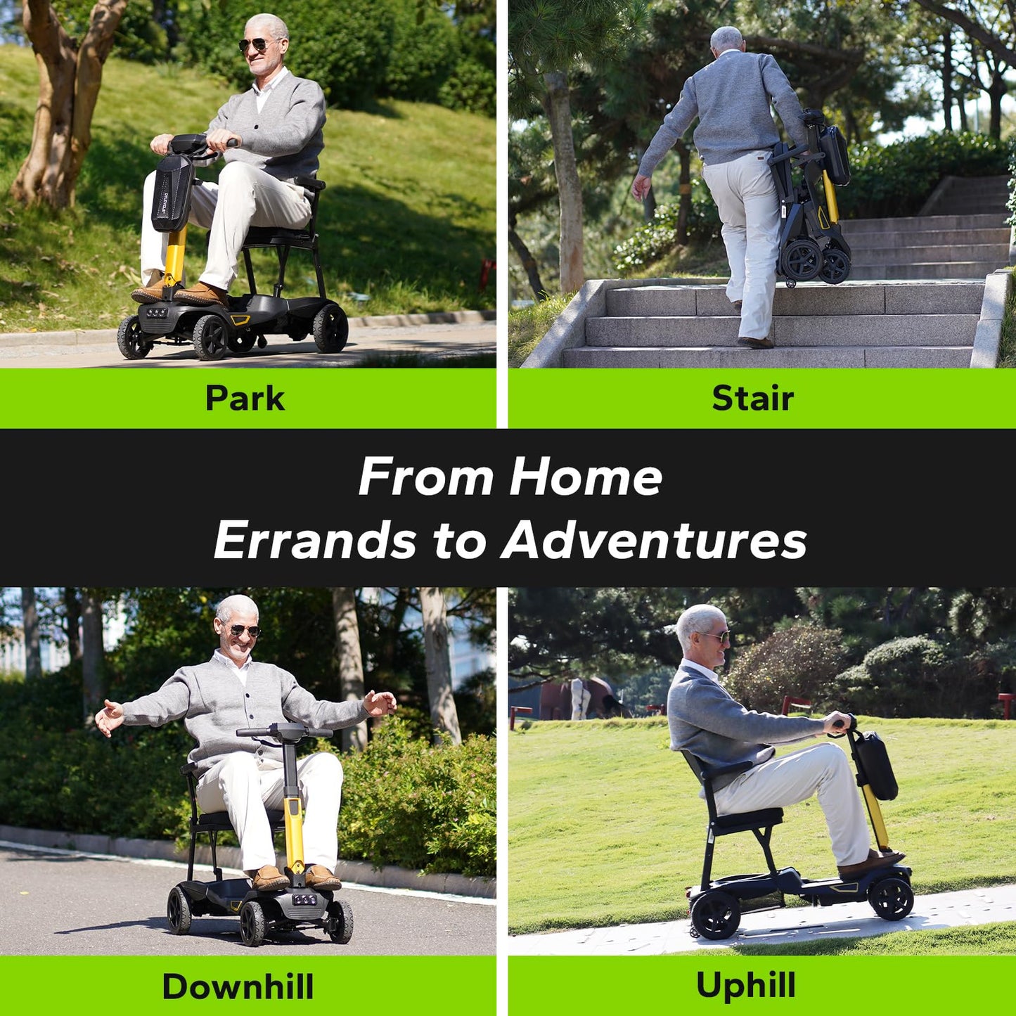 MediHoist Ultra Lightweight Foldable Electric Mobility Scooter for Adults & Seniors 24 Miles Range, 37.5 lbs Aluminum Frame, Airline Approved, Portable Scooter YL-985S