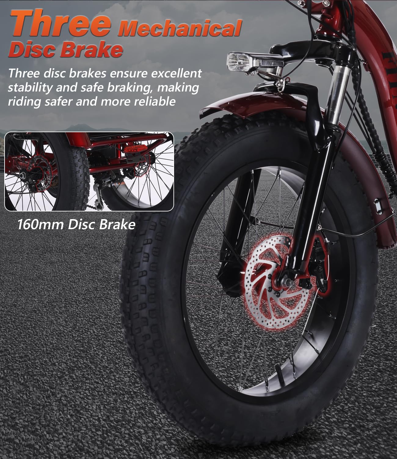 Adult Electric Tricycle 85% Pre-Assembled! Two-Person Electric Tricycle Senior Mobility Scooter Features Dual Storage Baskets & Rear Seat 500W Motor 48V 20Ah Battery๏ผred๏ผ