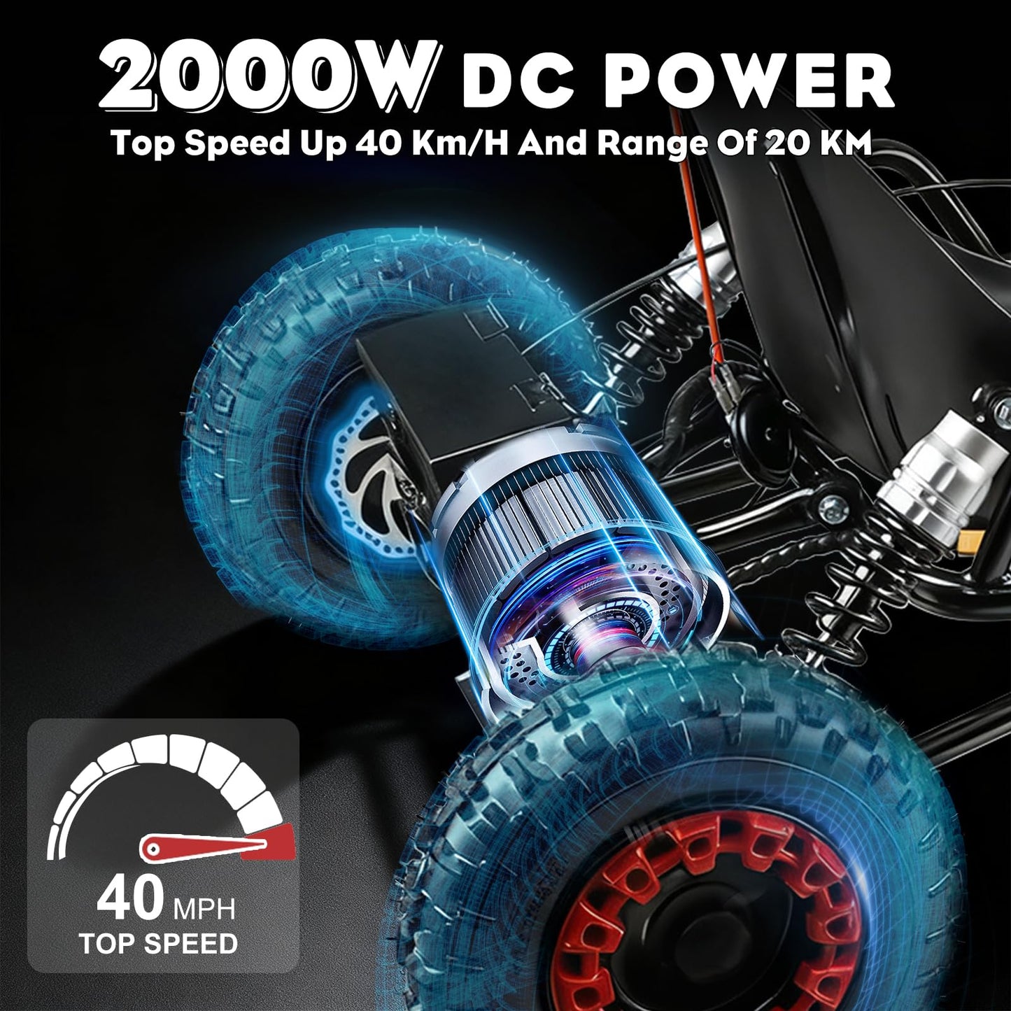 kaiwrxin 2000W Electric Go Kart for Adults and Kids, 25MPH Speed, 15-20KM Range, 3H Fast Charge, 120KG Capacity, for Outdoor Fun