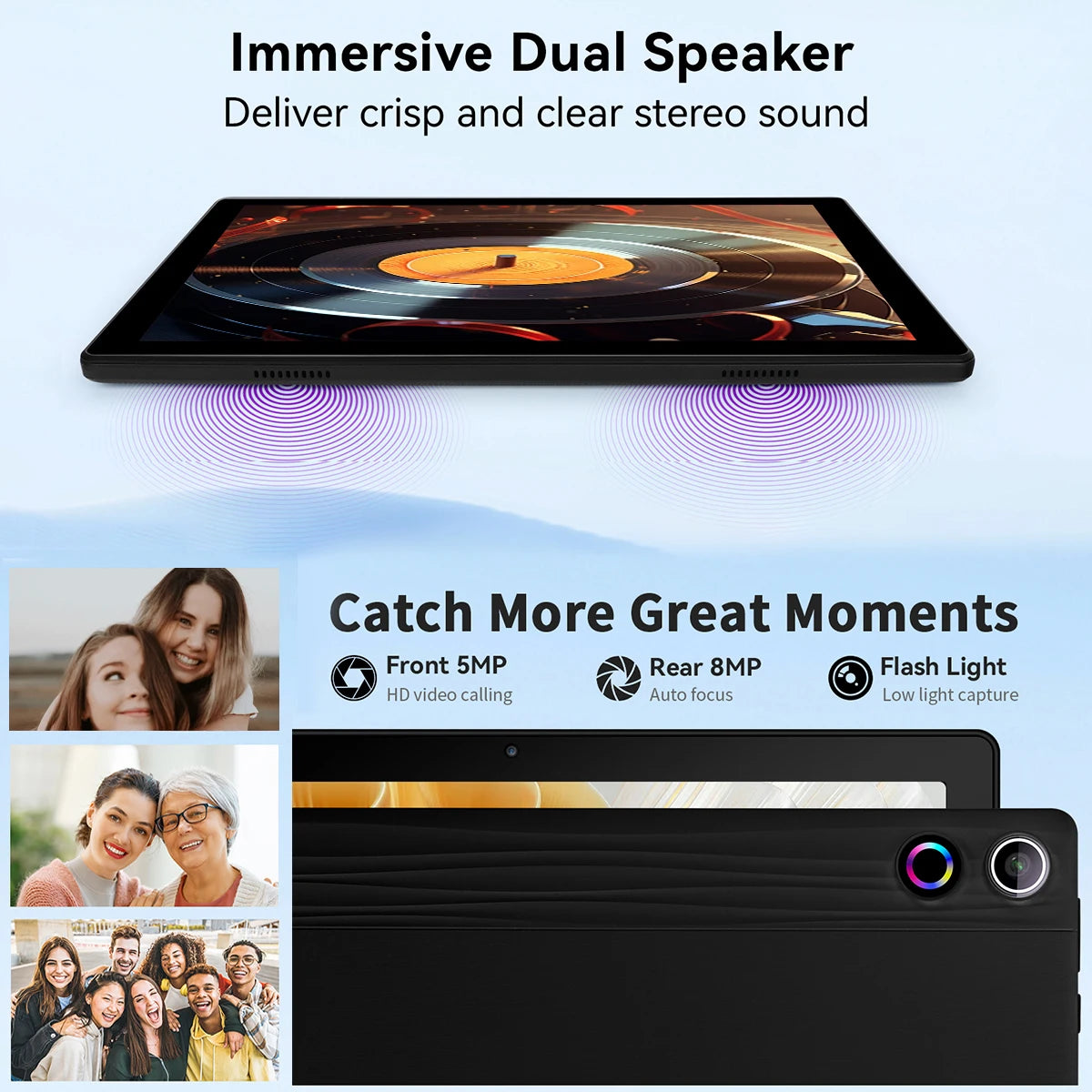 A10L 10Inch Tablet Android 14 12GB RAM 64GB ROM 1TB Expand WiFi6 Face Unlock HD IPS Screen Keyboard Mouse Stylus For PC Pad Gift