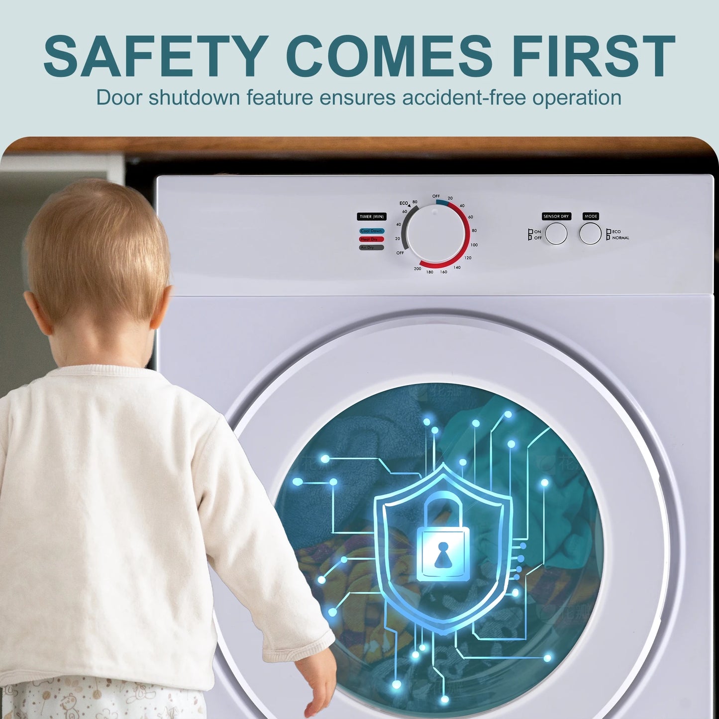 ICYGLEE Compact Dryer 1.8 cu. ft. Portable Clothes Dryers Four Function Small Dryer Machine Suitable for Apartments Dorm RVs