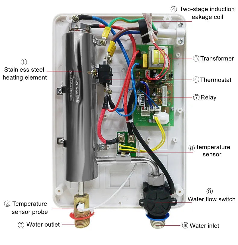 Electric Water Heater Electric Shower Quick Heating DC Machine Household Kitchen Bathroom Unlimited Hot Water Remote Control