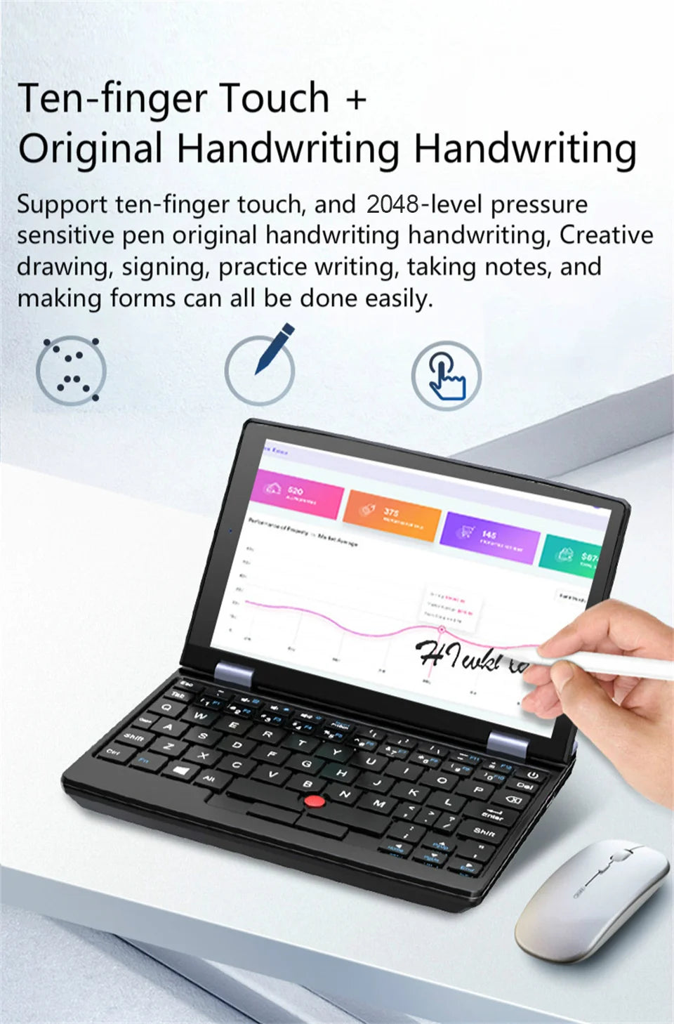 High Quality 7 Inch Pocket Touch Screen Laptop Intel Celeron N4000 Win 10 Student Laptops Computer Touchscreen Business Notebook