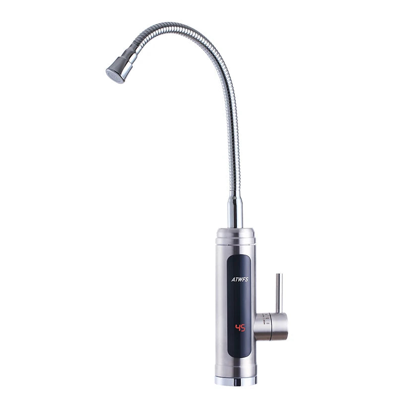 ATWFS Instant Water Heater Faucet Tankless Heaters Kitchen Hot Water Tap Bathroom Heating Electric 220v Stainless Steel Shell