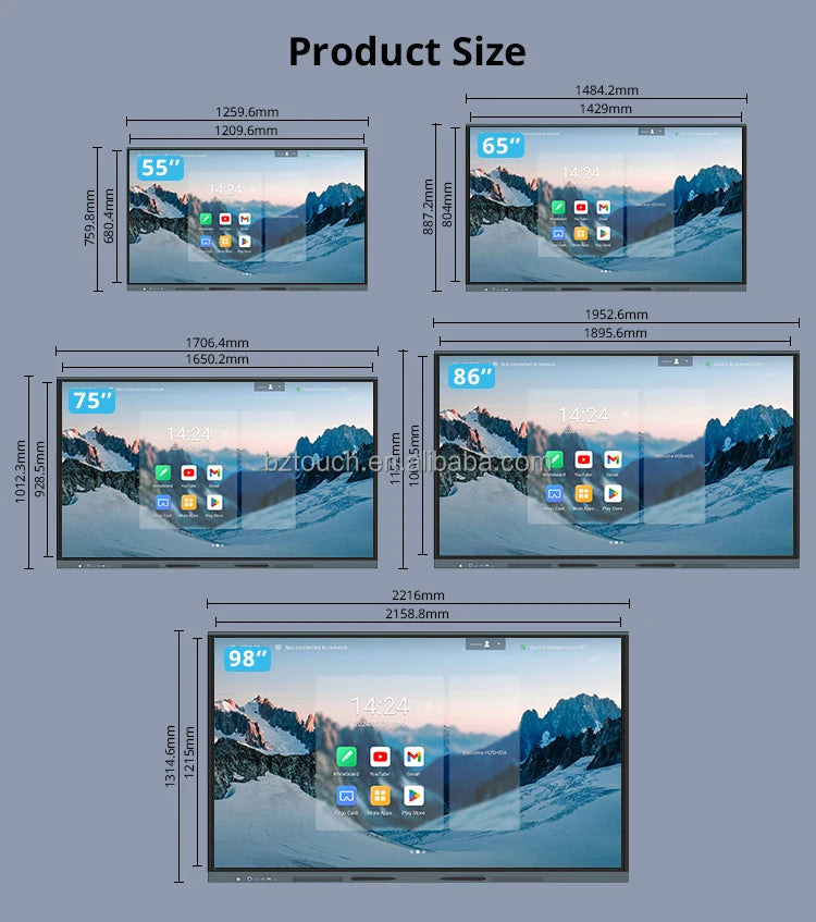 4K Ultra HD Led Backlit Portable 55 65 75 85 Inch Teaching Smart Whiteboard Electronic Whiteboard Panel